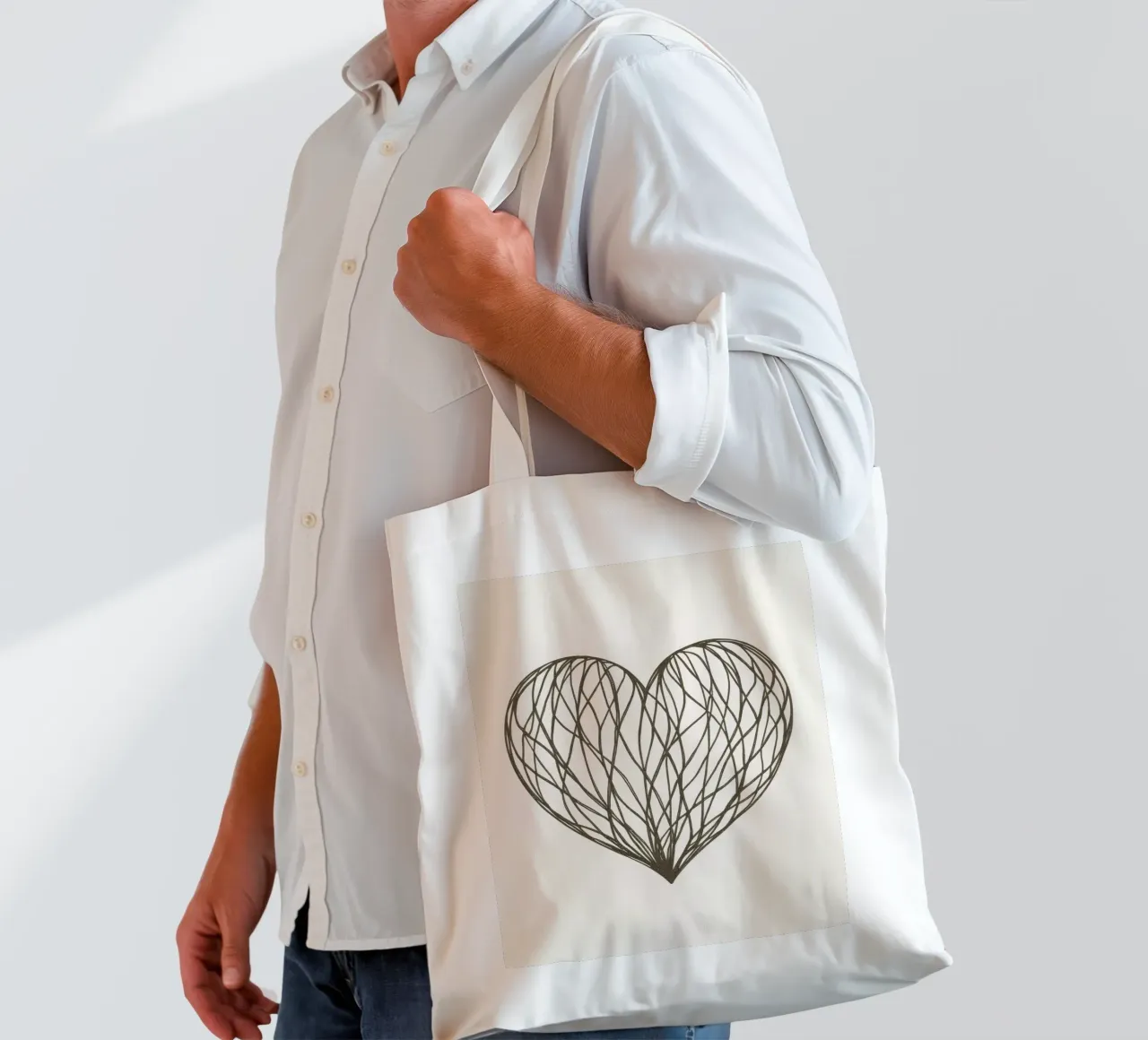 Detailed heart illustration with intertwining lines tote bag by DesignDoodle