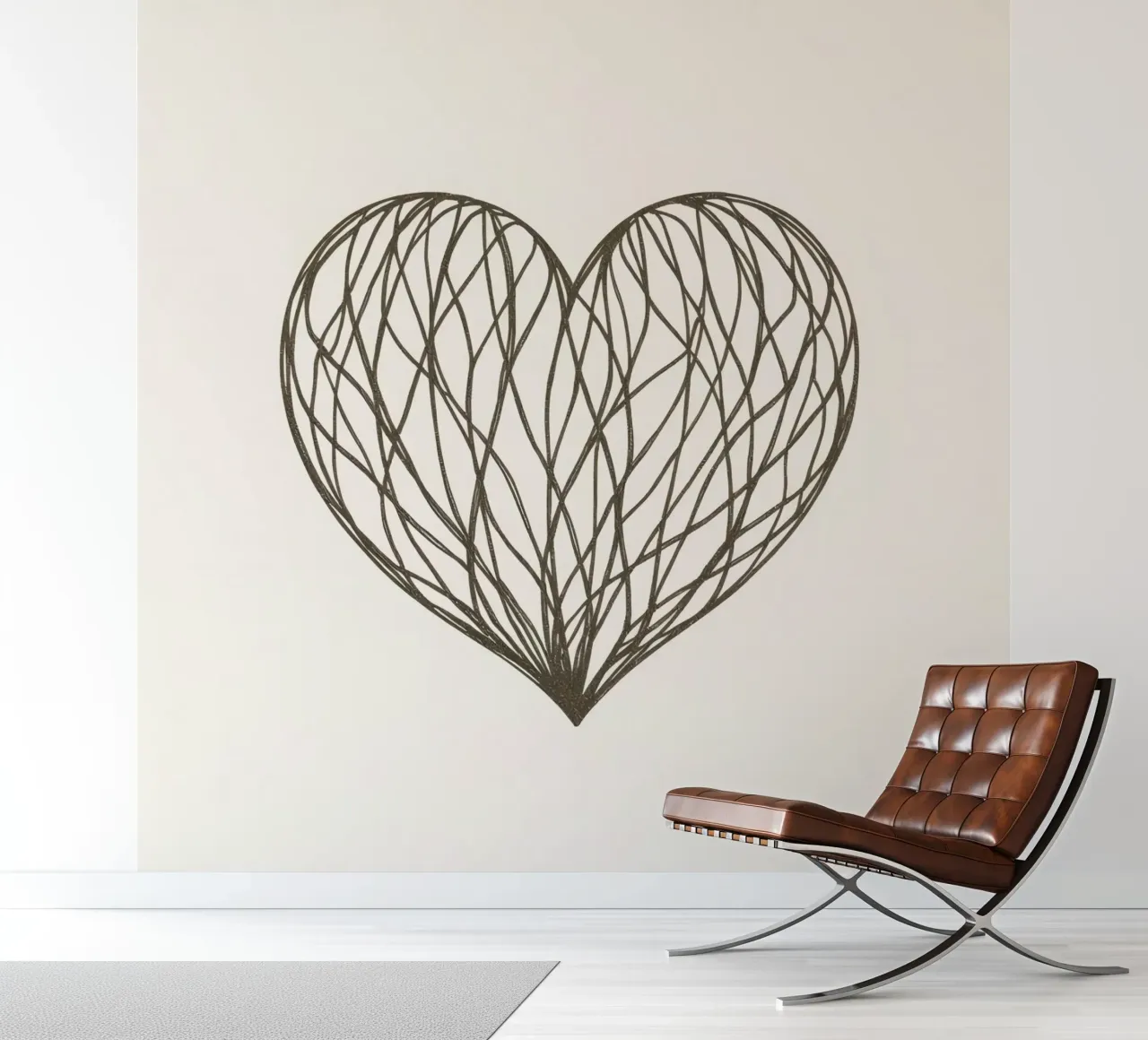 Ilustración detallada de un corazón con líneas entrelazadas papel para pared de DesignDoodle