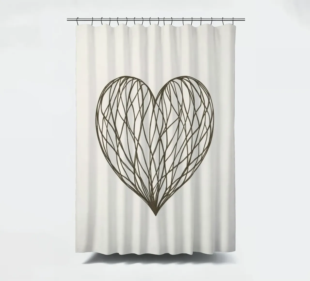 Illustrazione dettagliata del cuore con linee che si intrecciano tenda da doccia da DesignDoodle