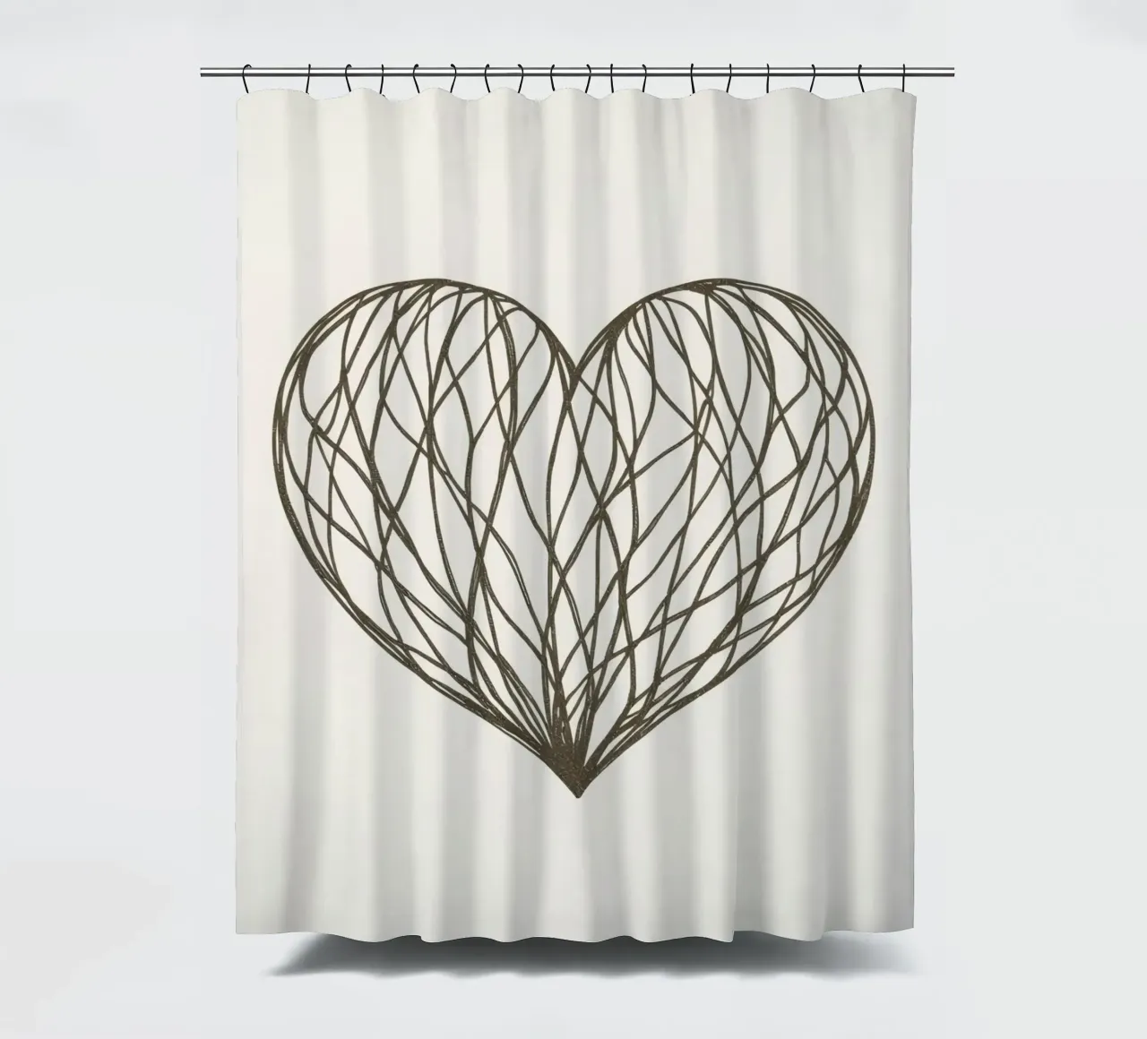 Illustrazione dettagliata del cuore con linee che si intrecciano tenda da doccia da DesignDoodle
