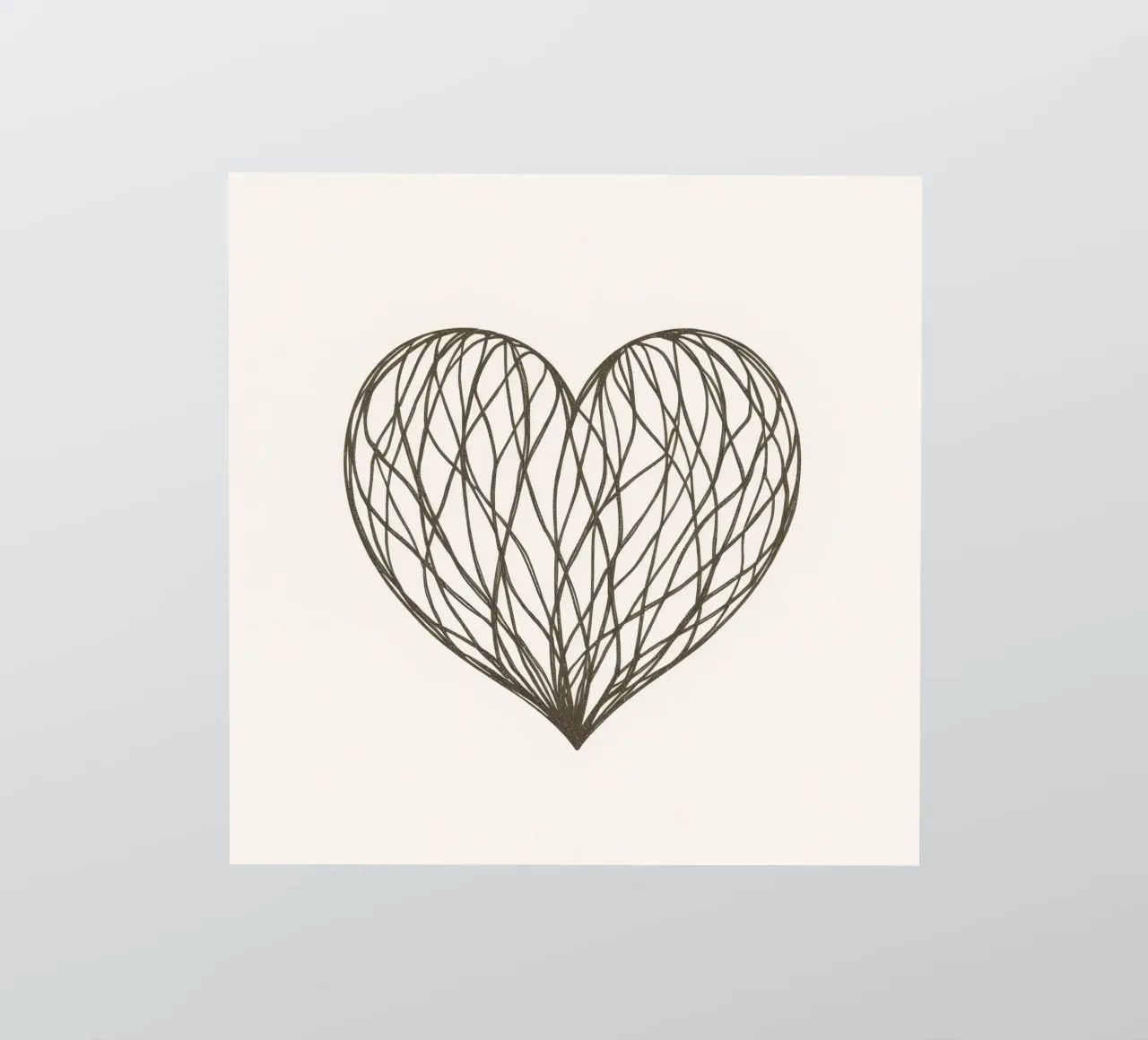 Ilustración detallada de un corazón con líneas entrelazadas pegatina de DesignDoodle