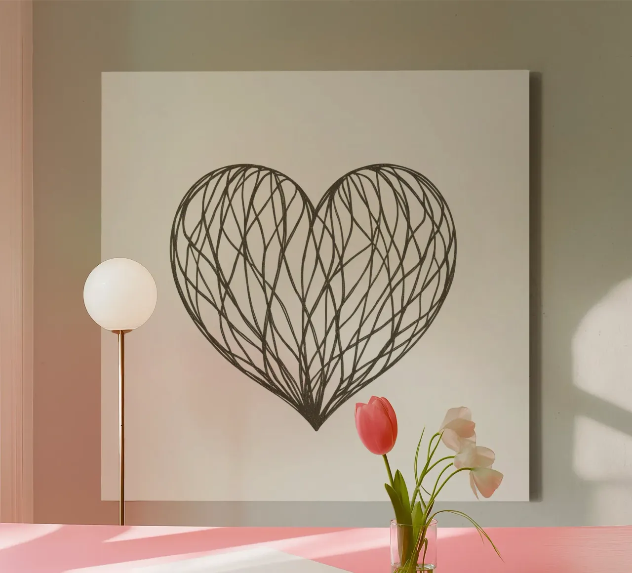 Detailed heart illustration with intertwining lines canvas by DesignDoodle