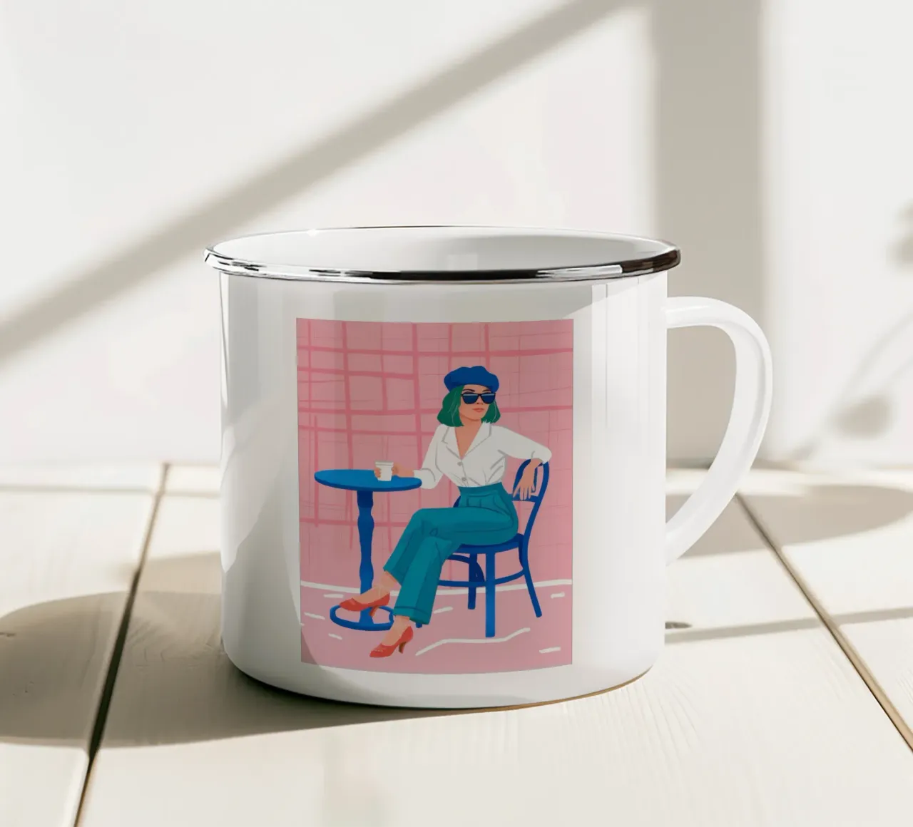 Roseate Cafe Chic tazza in smalto da Prism Ritual