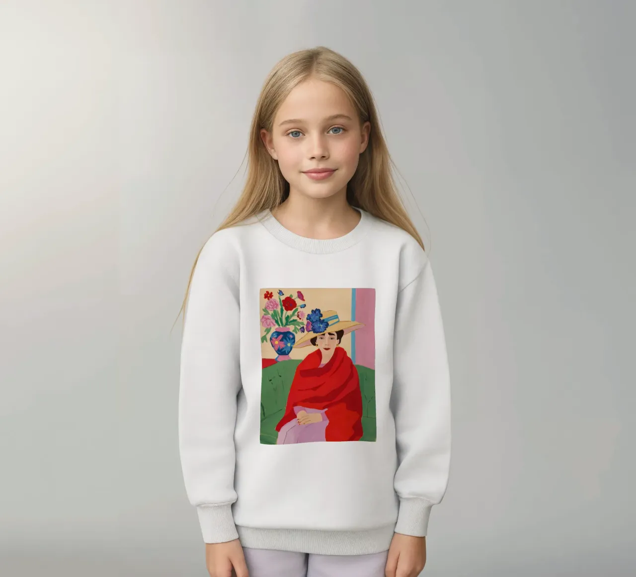 Donna in serape rosso felpa bambino da Veil Maya