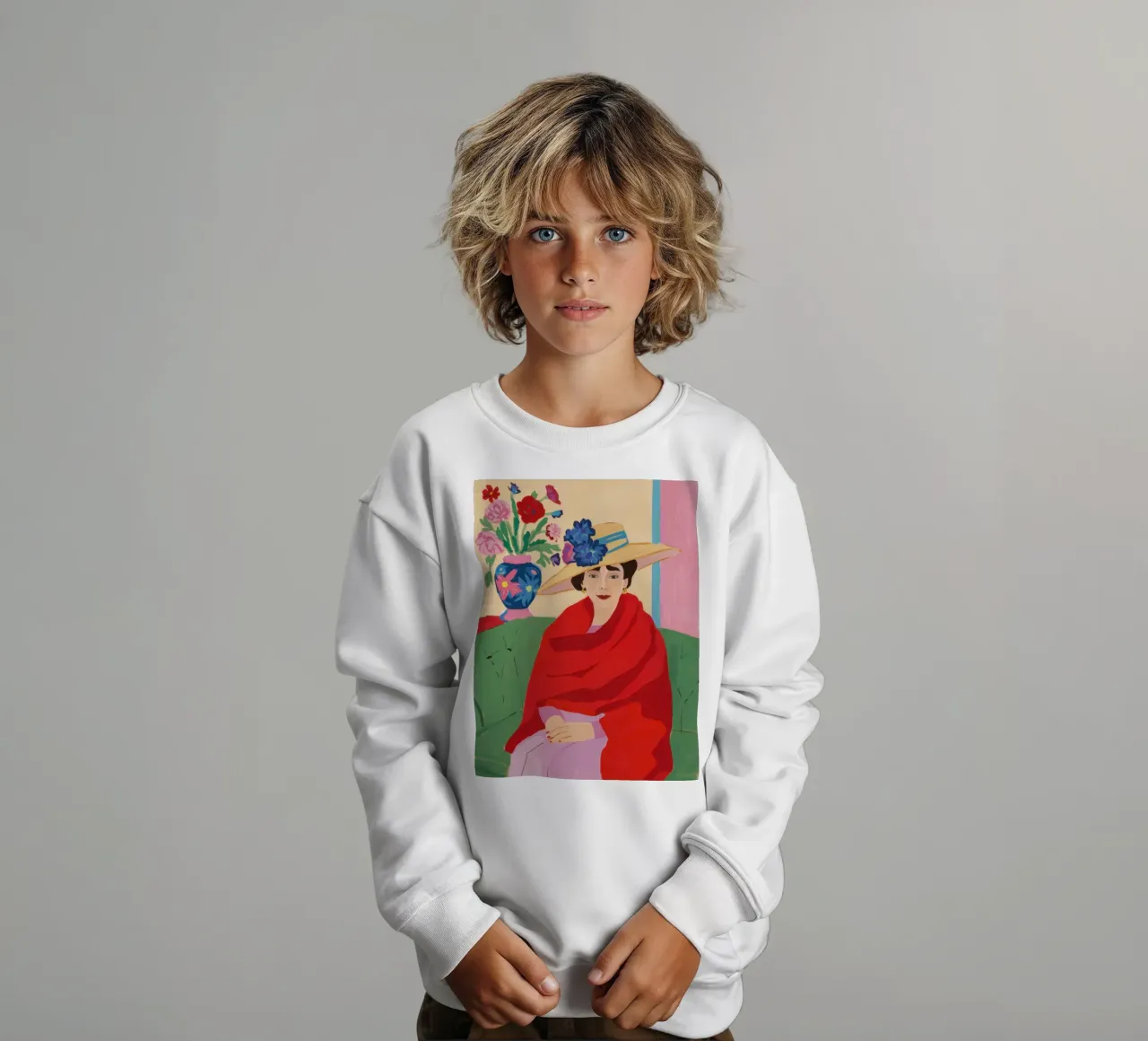 Donna in serape rosso felpa bambino da Veil Maya