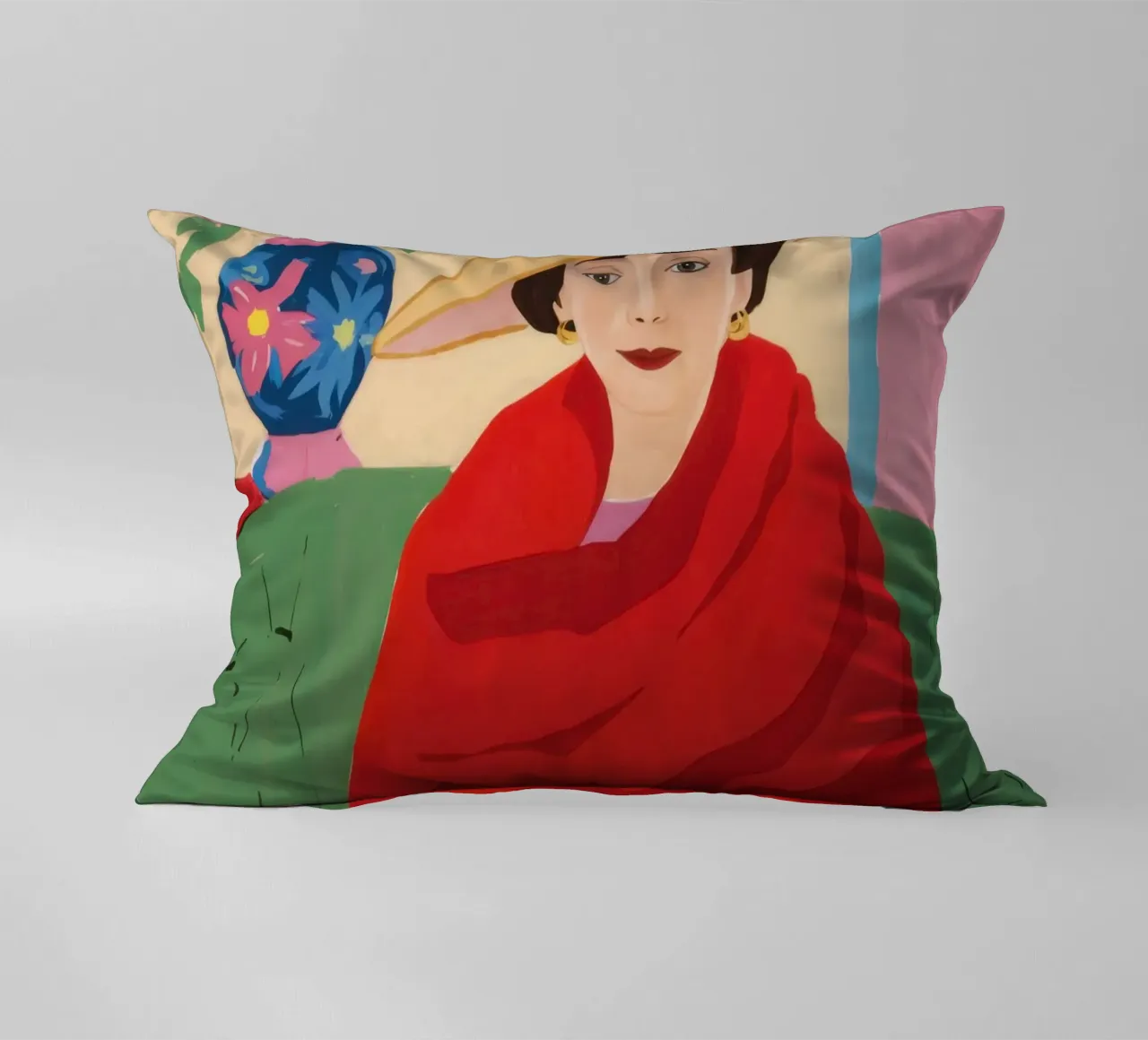 Donna in serape rosso cuscino da Veil Maya