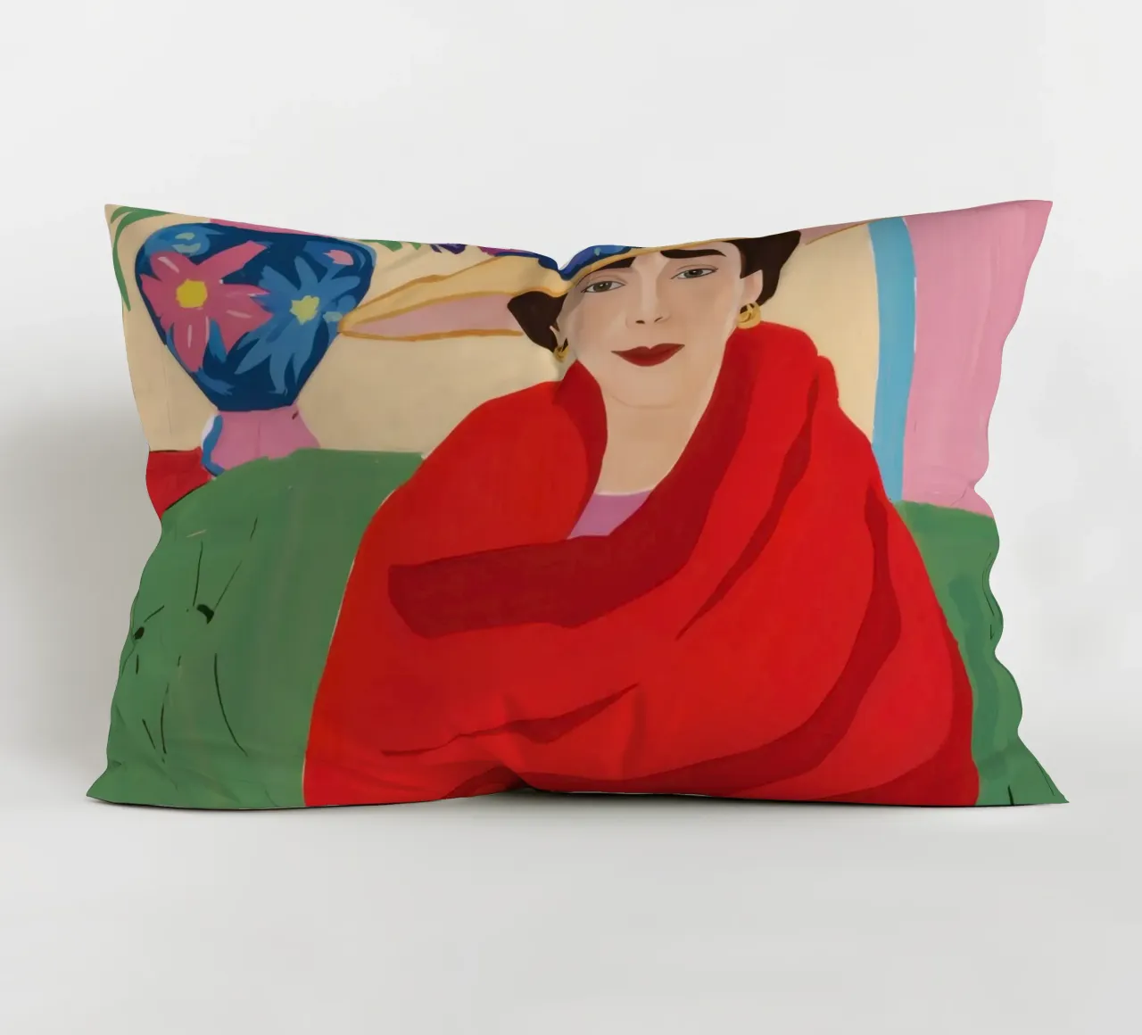 Donna in serape rosso cuscino da Veil Maya