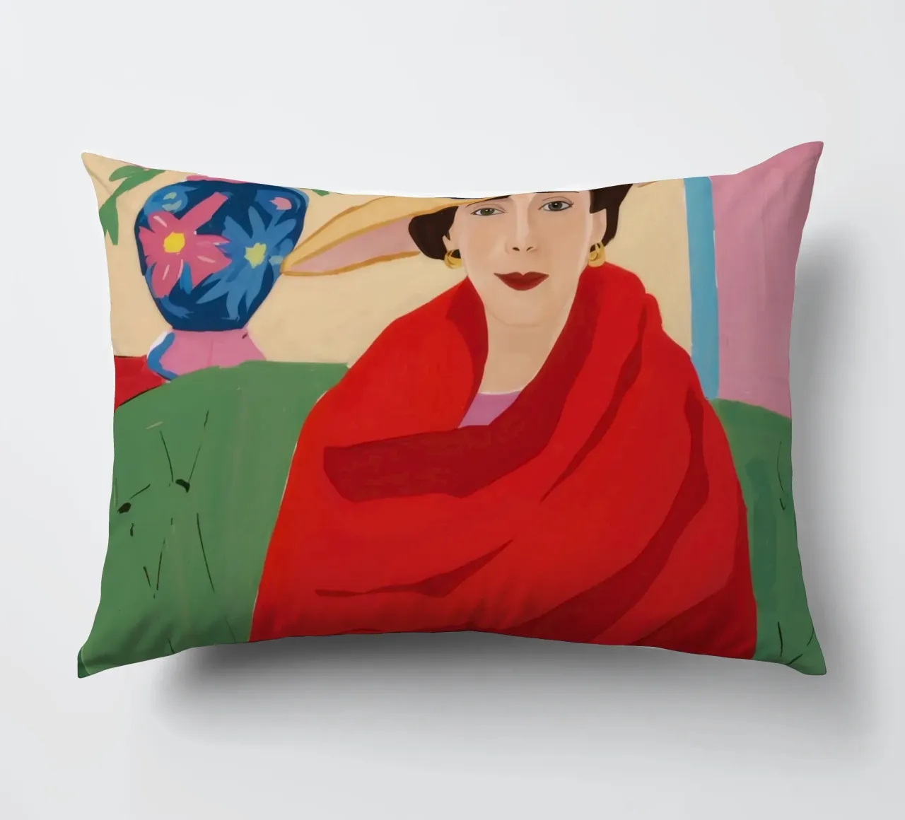 Donna in serape rosso cuscino da Veil Maya