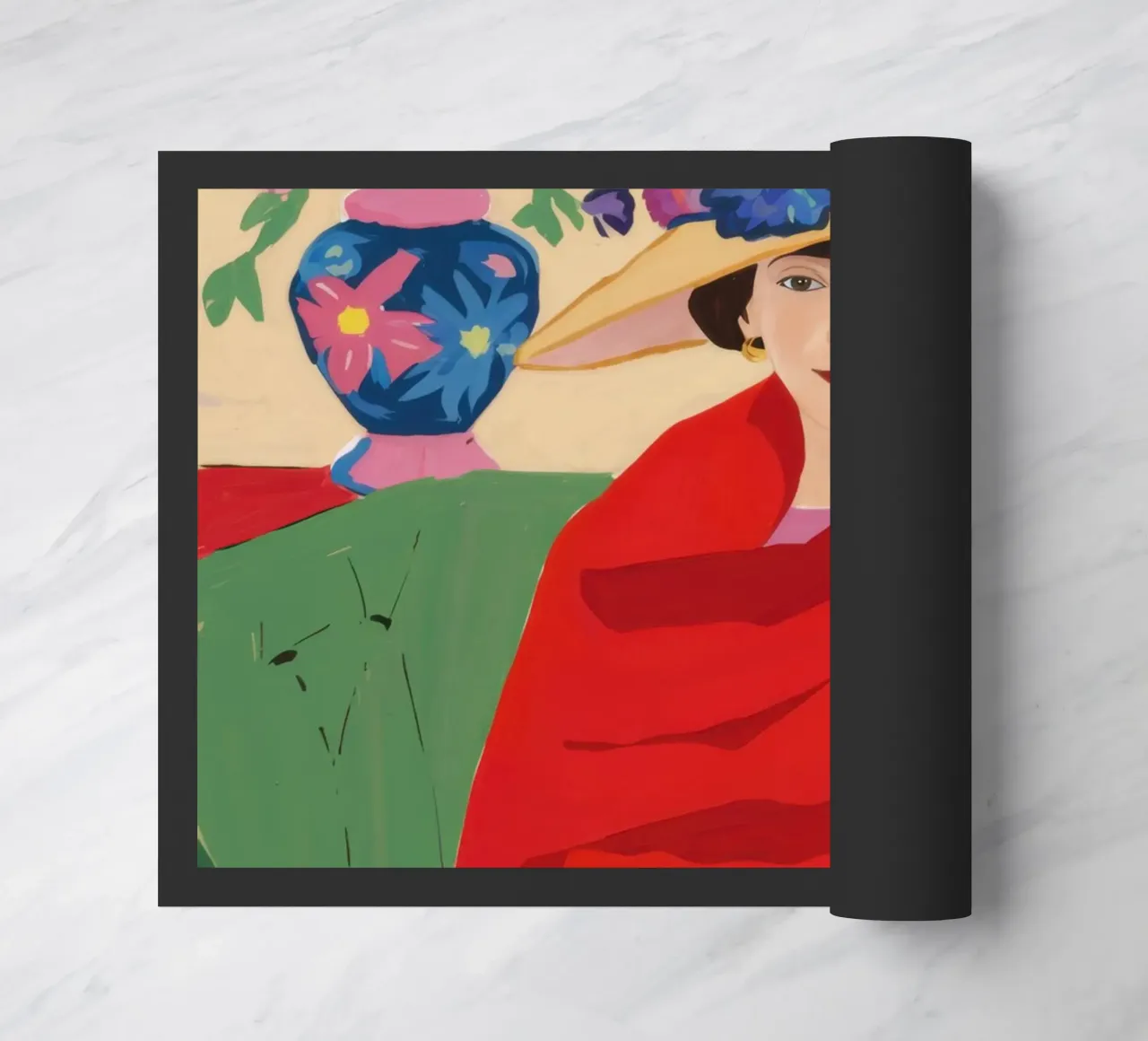 Donna in serape rosso zerbino da Veil Maya