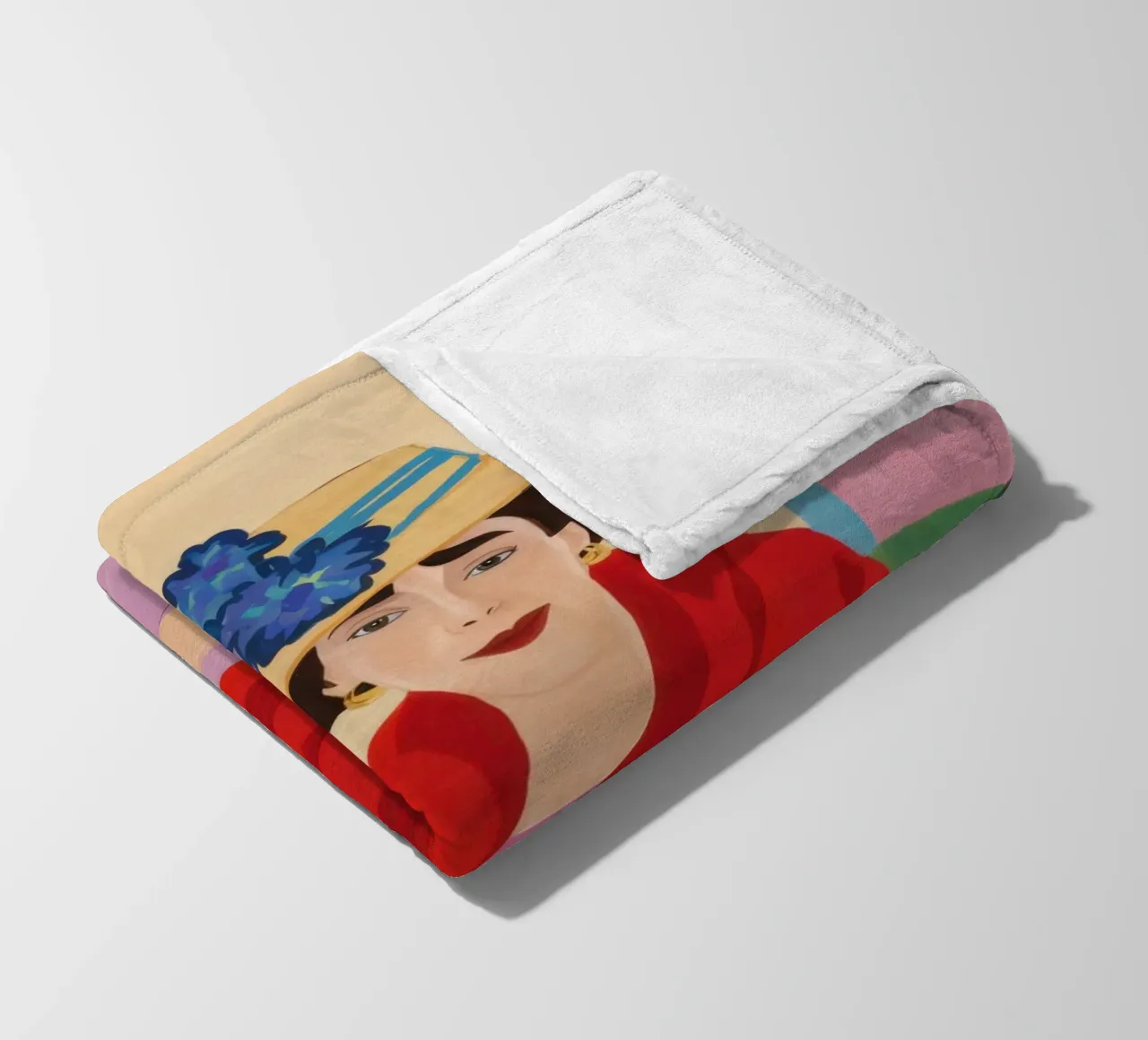 Donna in serape rosso coperta in pile da Veil Maya