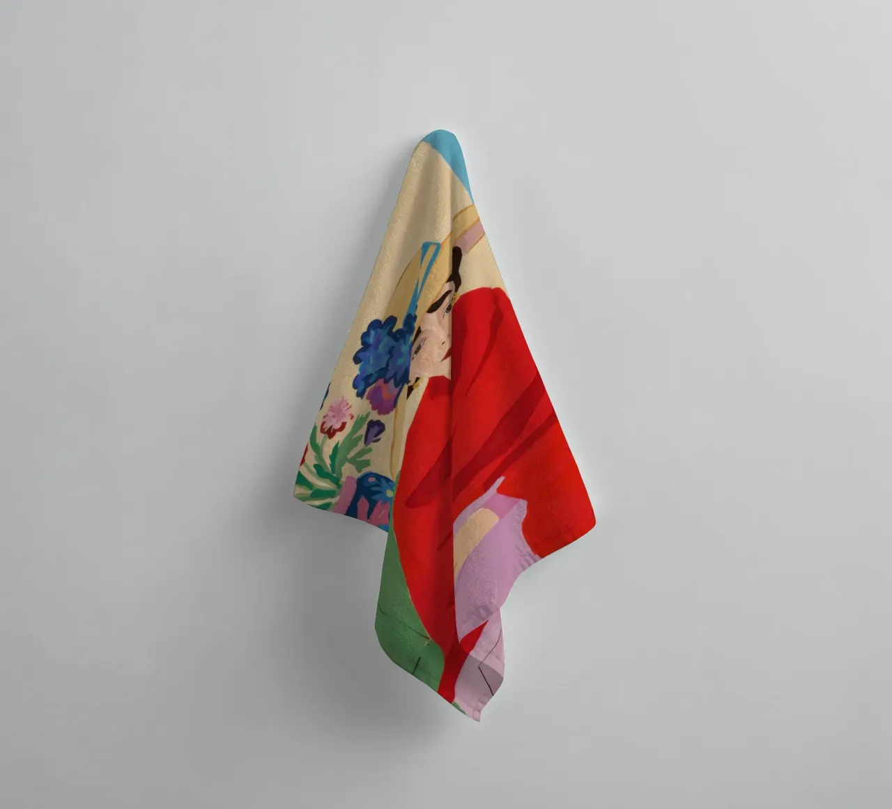 Donna in serape rosso asciugamano da bagno da Veil Maya