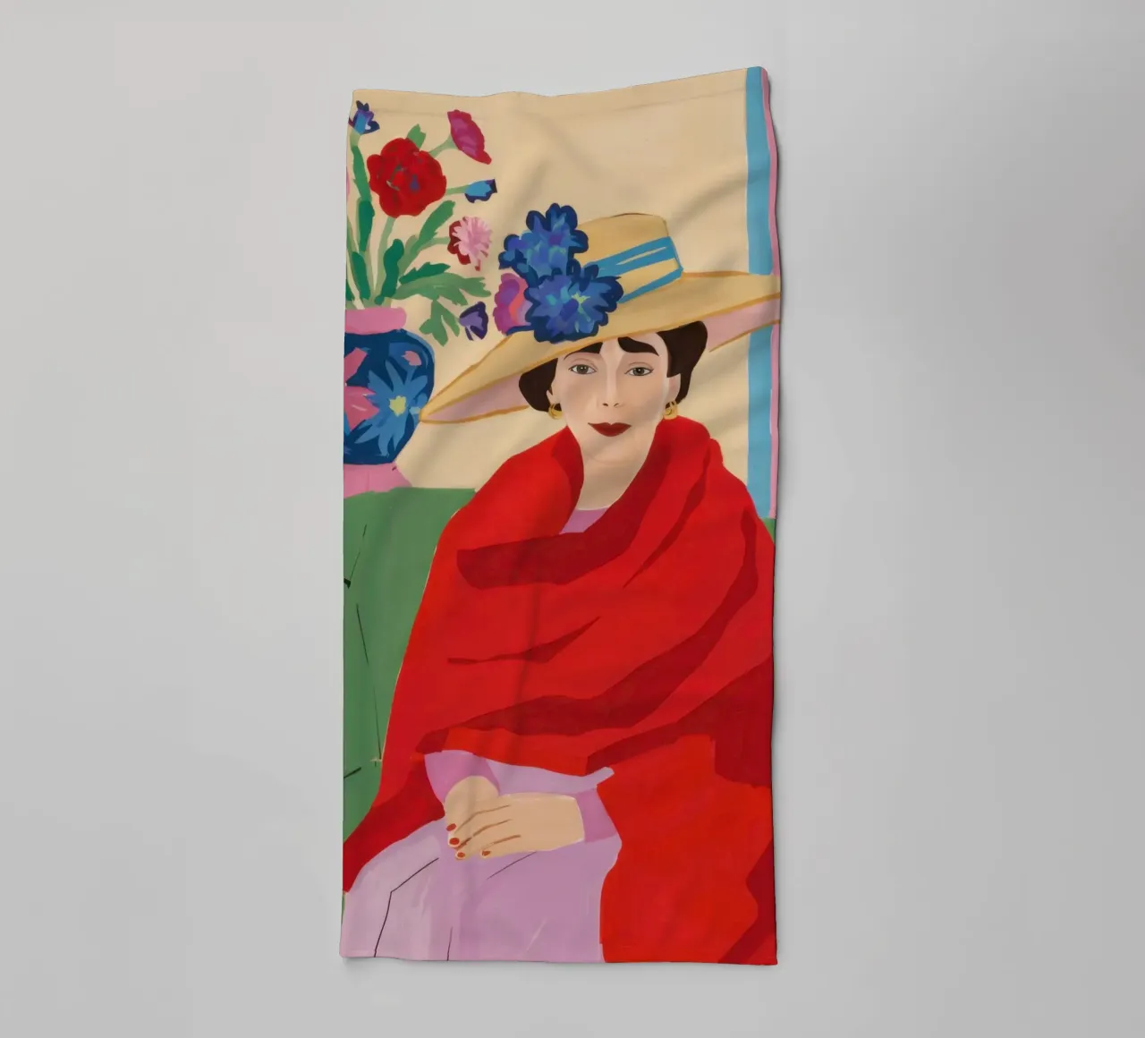 Donna in serape rosso asciugamano da bagno da Veil Maya