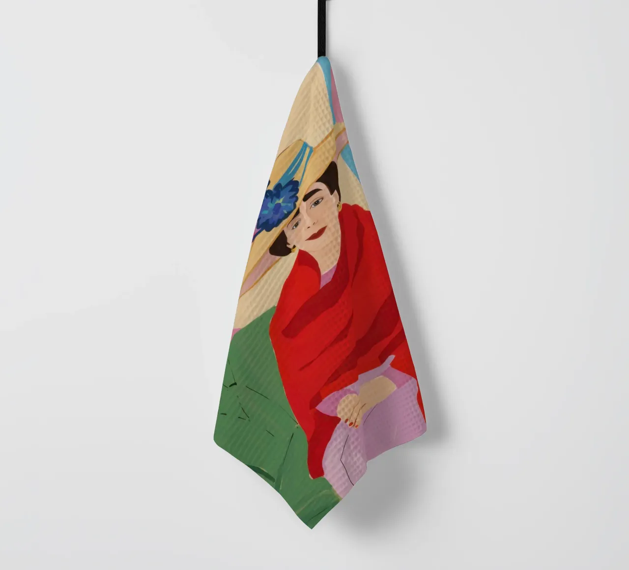 Donna in serape rosso canovaccio da cucina da Veil Maya