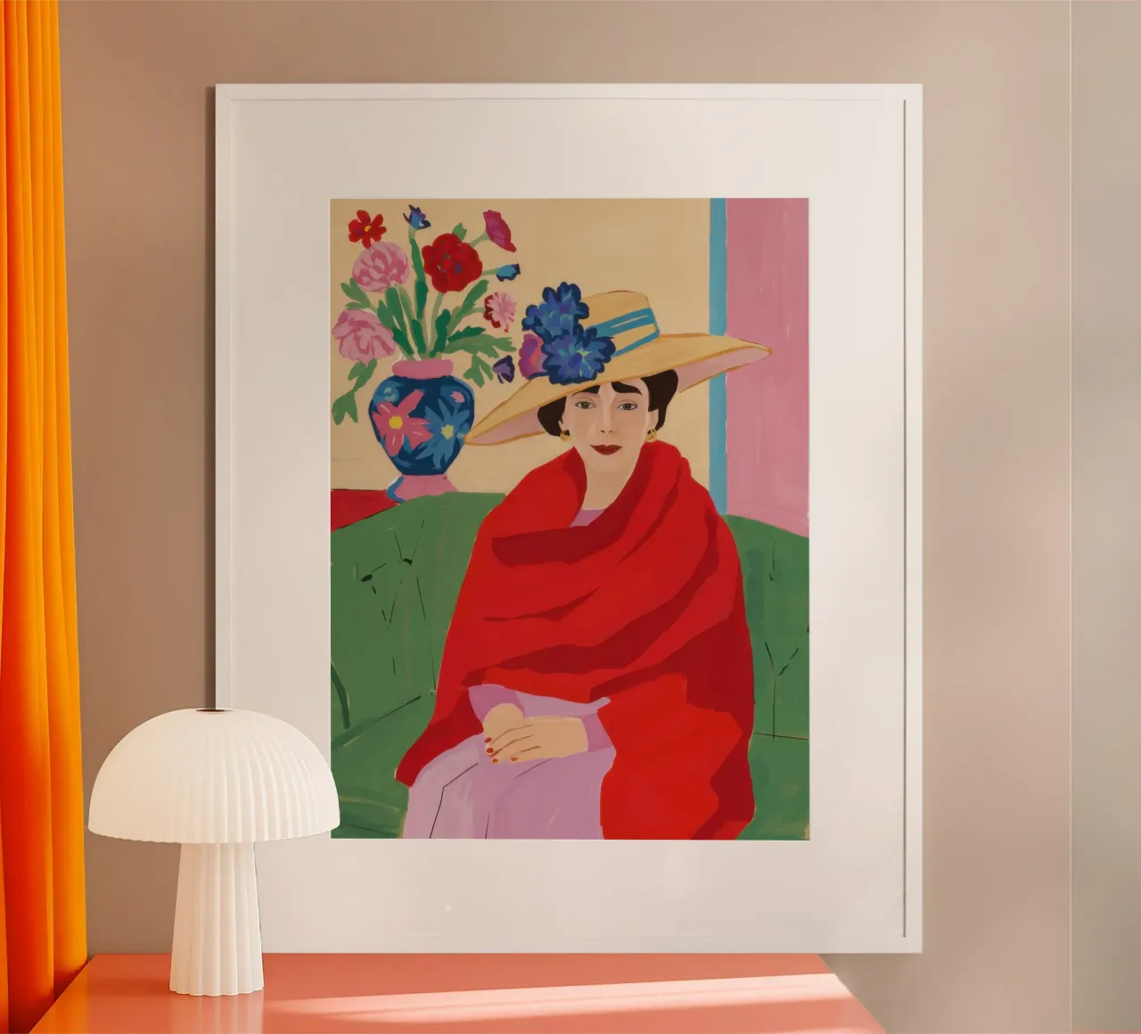 Donna in serape rosso carta hahnemühle da Veil Maya