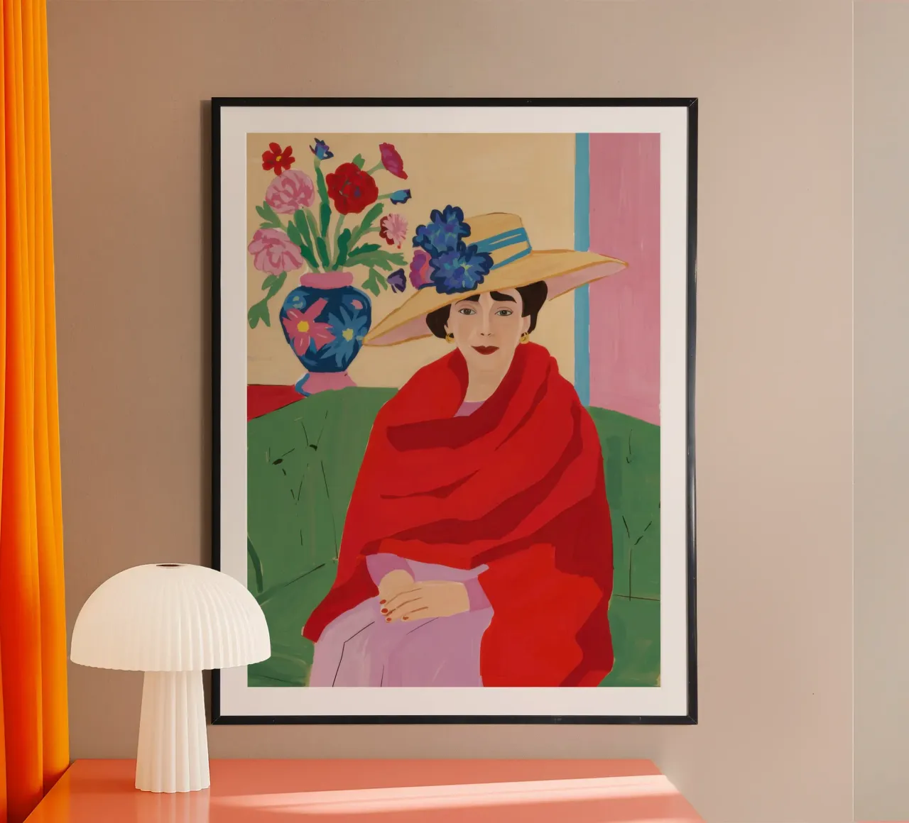 Donna in serape rosso carta hahnemühle da Veil Maya