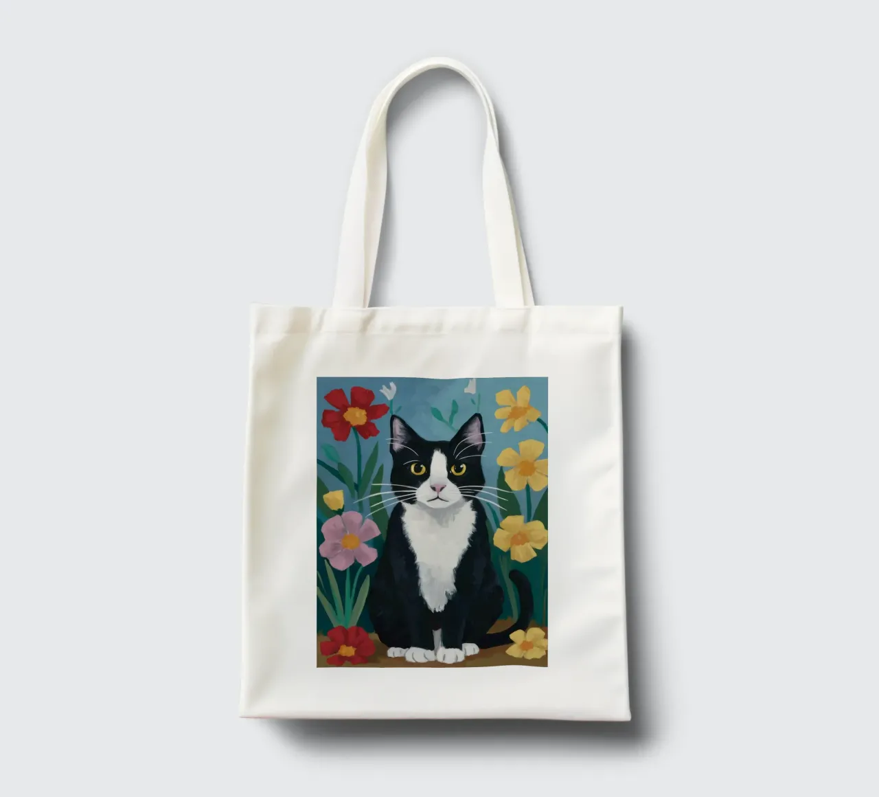 Tuxedo Tulip Gaze tote bag by Prism Ritual