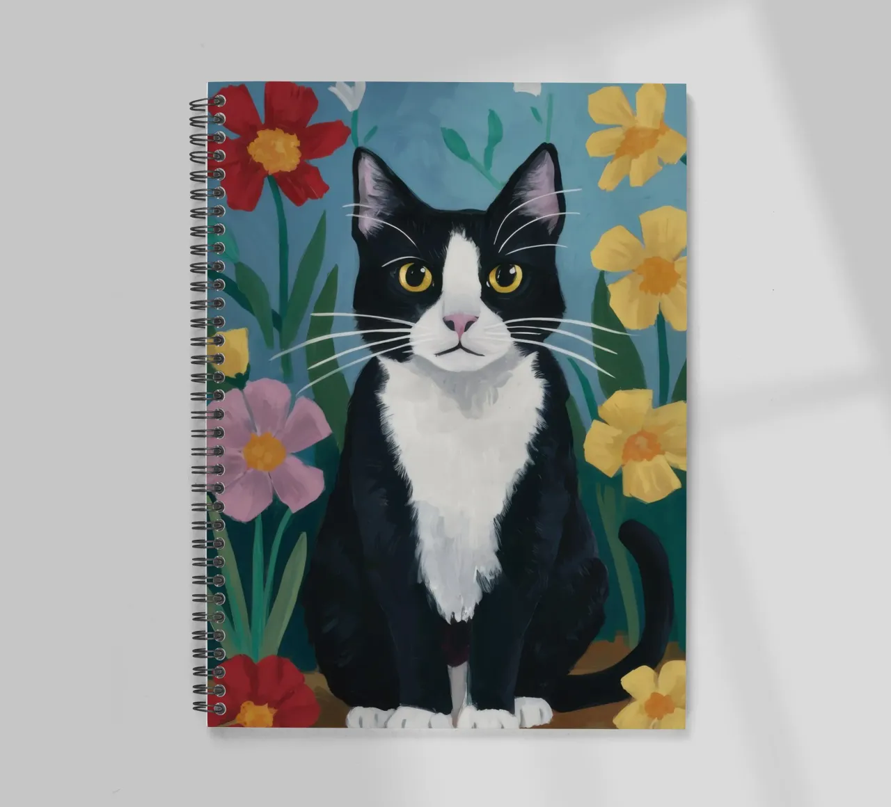 Tuxedo Tulip Gaze spiral notebook by Prism Ritual