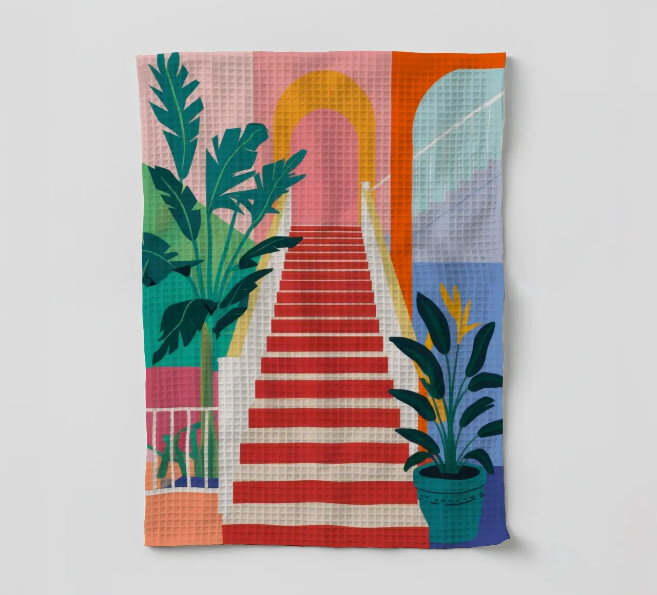 Stairway to Paradise tea towel by Veil Maya