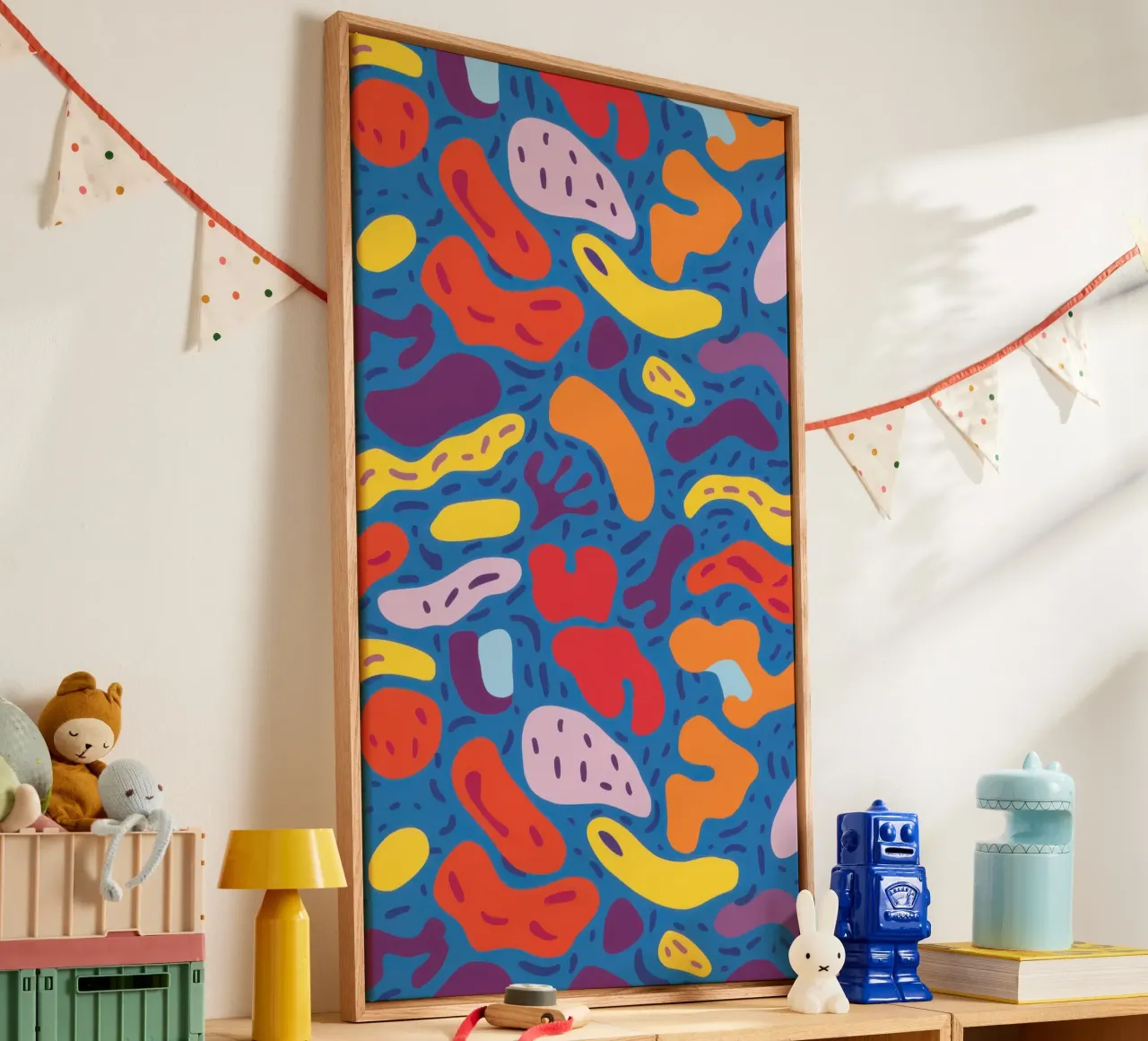 Funky Banana Pattern canvas by Flock Reverie