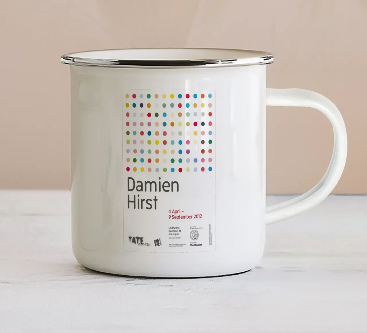 Mostra di stampe vintage di Damien Hirst tazza in smalto da Romeyoprints