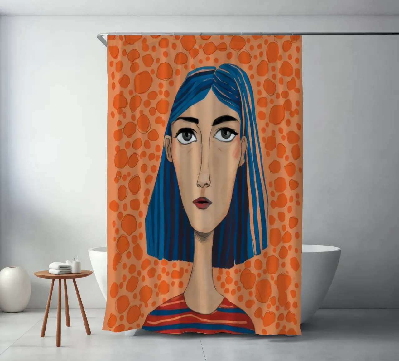 Anima a righe cerulee tenda da doccia da Prism Ritual
