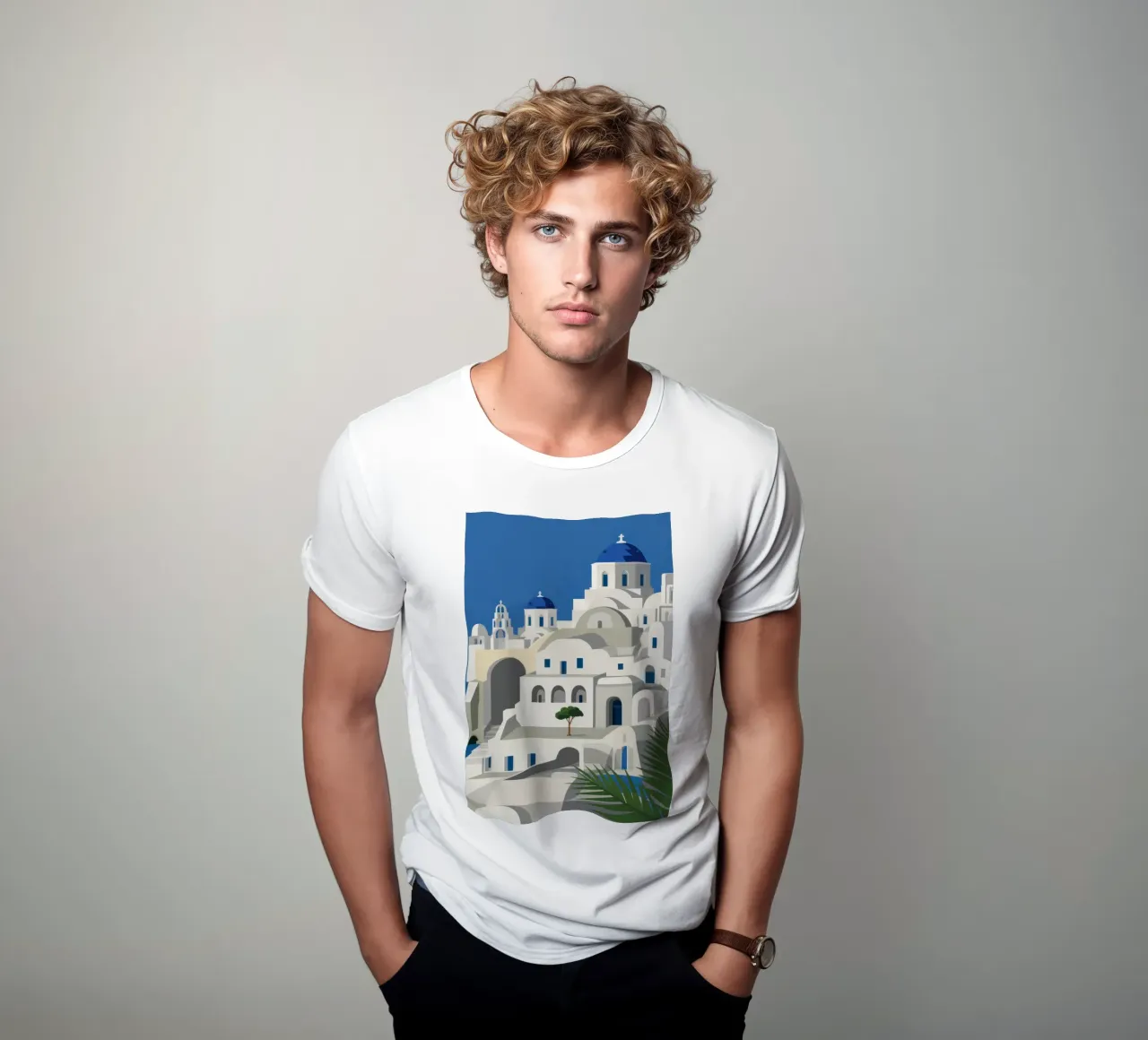 Santorini fascino senza tempo t-shirt da Veil Maya
