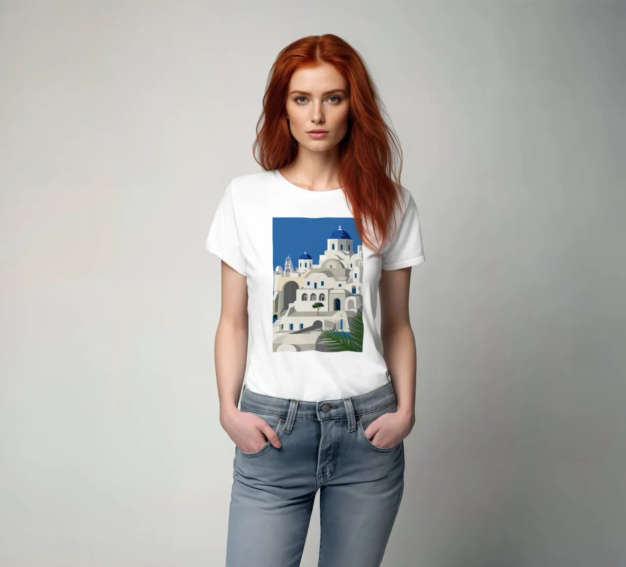 Santorini fascino senza tempo t-shirt da Veil Maya