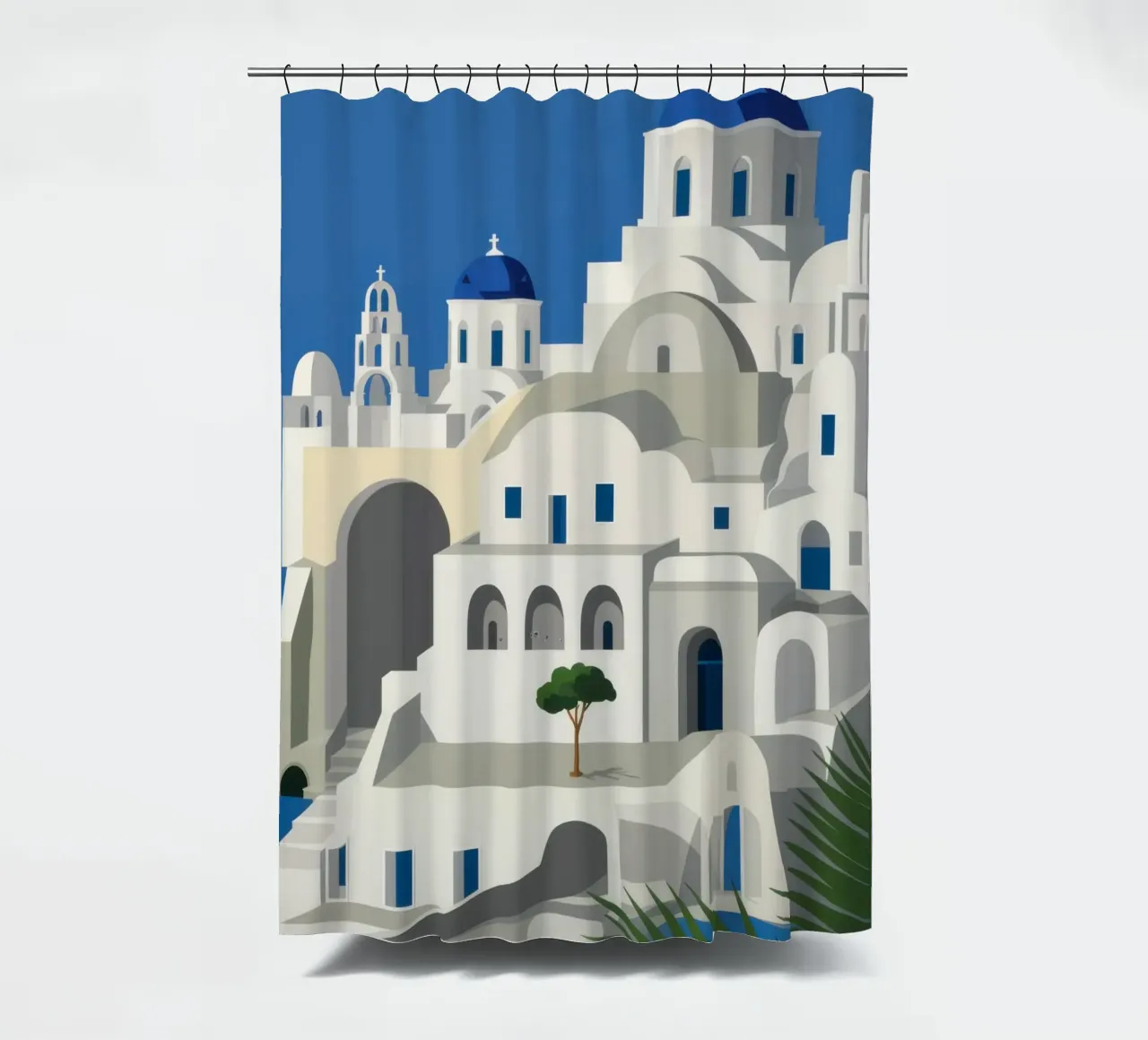 Santorin Zeitloser Charme Duschvorhang von Veil Maya