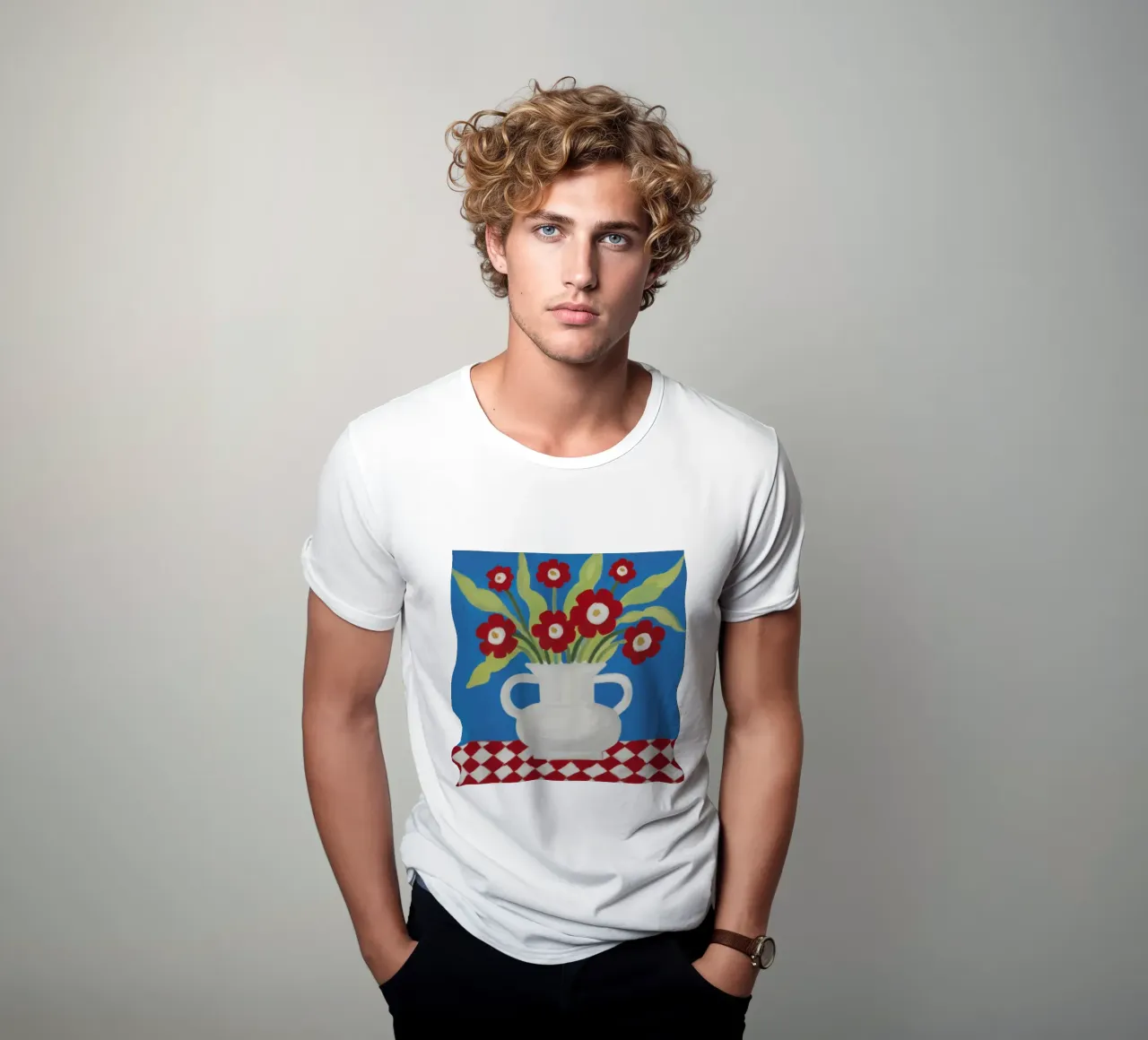 Vaso di papaveri a scacchi t-shirt da Bring Haven