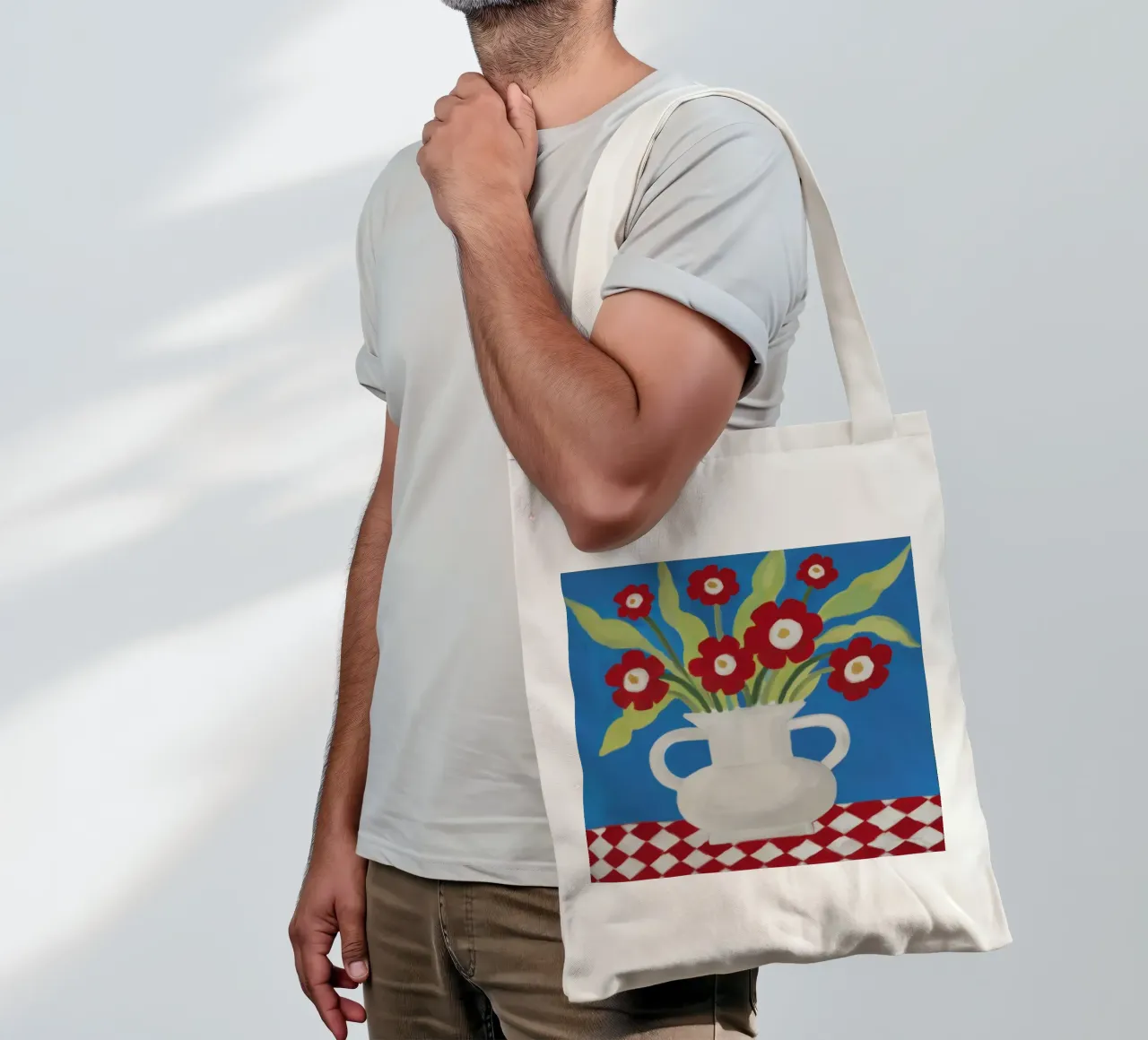 Vaso di papaveri a scacchi borsa in juta da Bring Haven