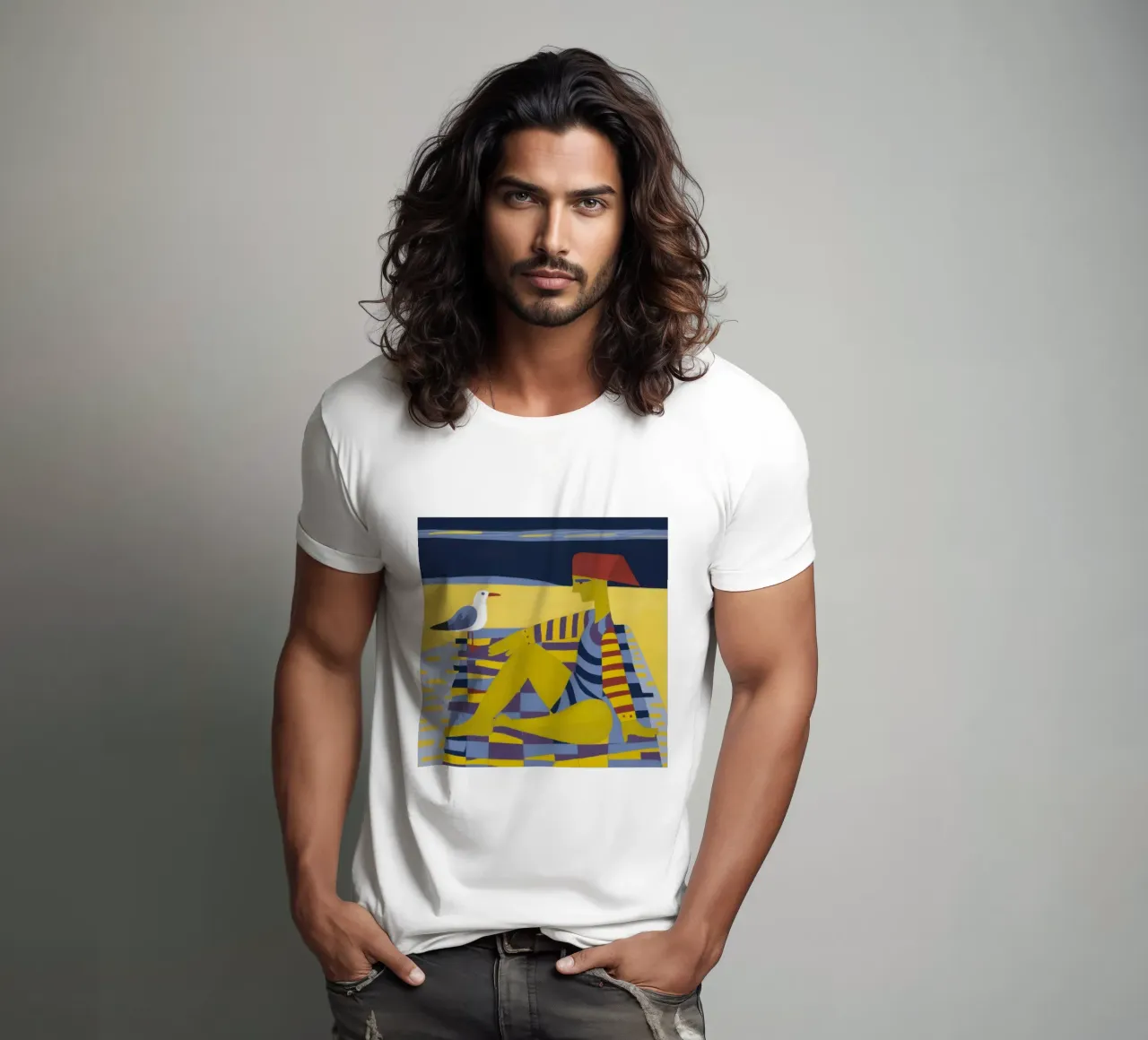 Sole a scacchi in riva al mare t-shirt da Prism Ritual