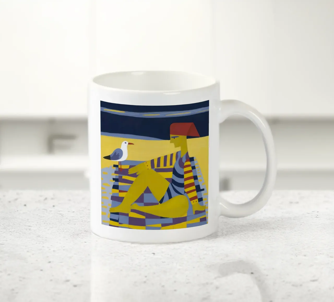 Sole a scacchi in riva al mare tazza in ceramica da Prism Ritual