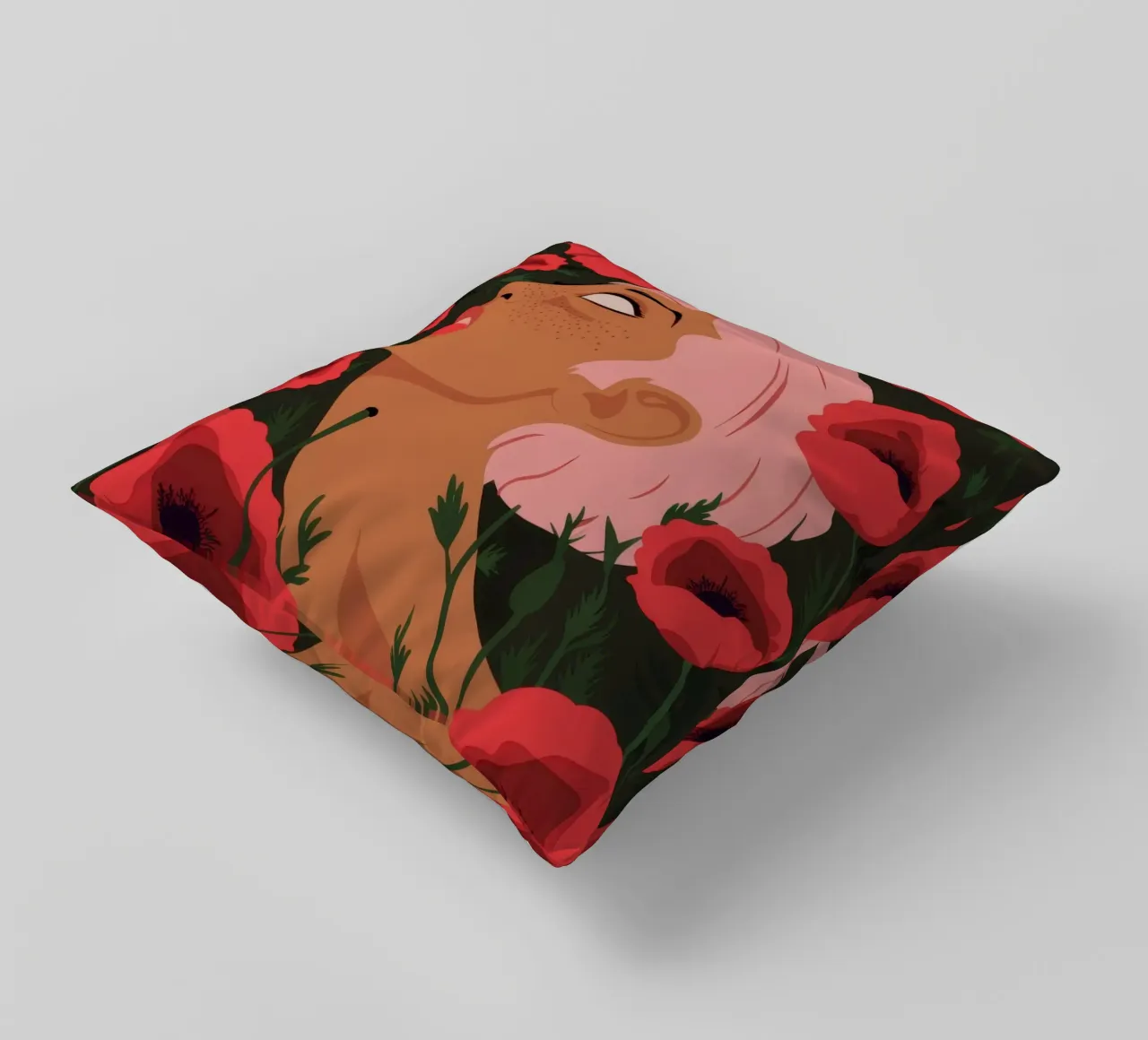 Crimson Poppy Muse decorative cushion by Solar Paint
