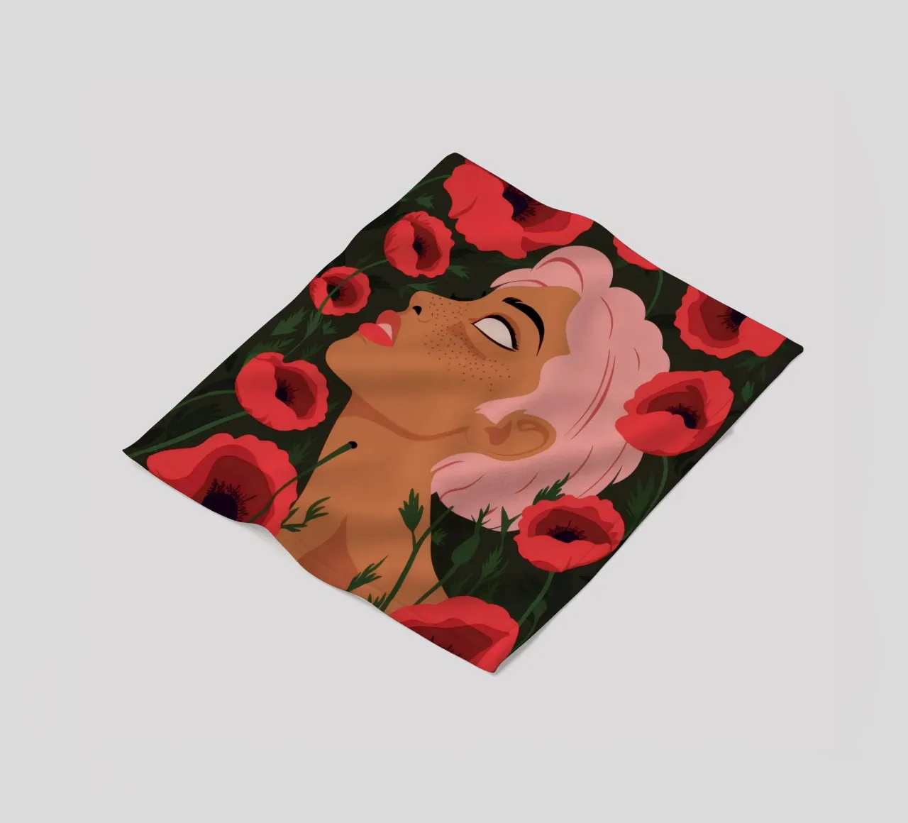 Crimson Poppy Muse fleece blanket by Solar Paint