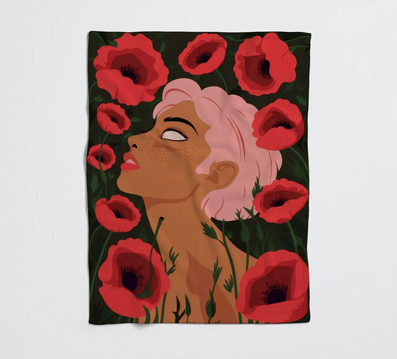 Crimson Poppy Muse fleece blanket by Solar Paint