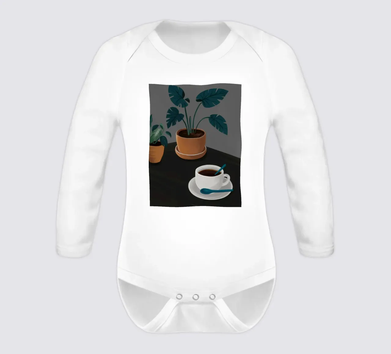 Caffè Moody Stillness body neonato maniche lunghe da Solar Paint