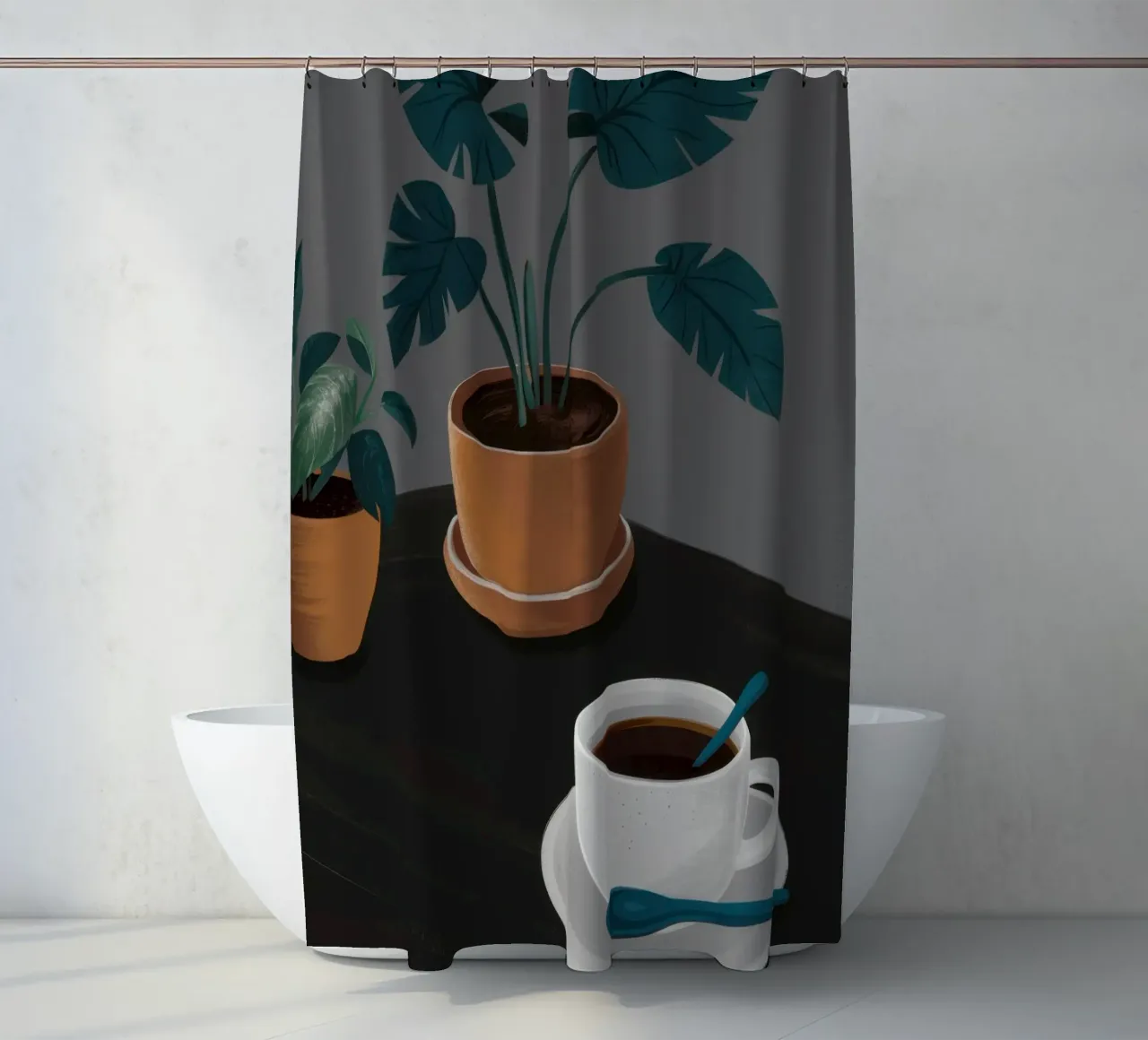 Caffè Moody Stillness tenda da doccia da Solar Paint