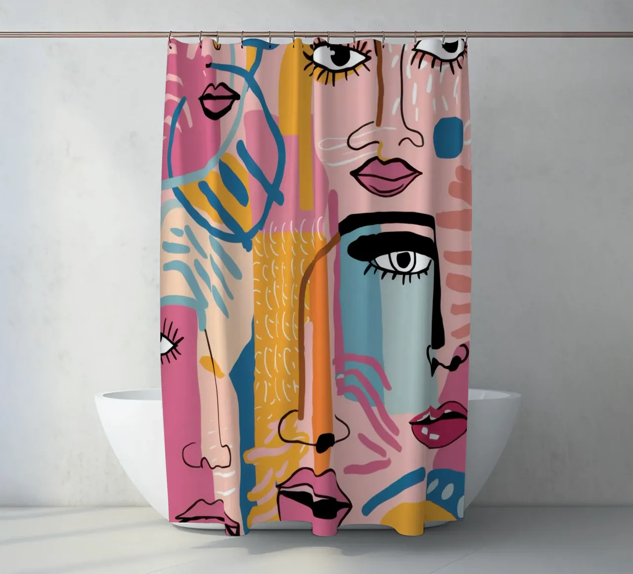 Gefragmenteerd gezicht Symfonie douchegordijn van Bring Haven