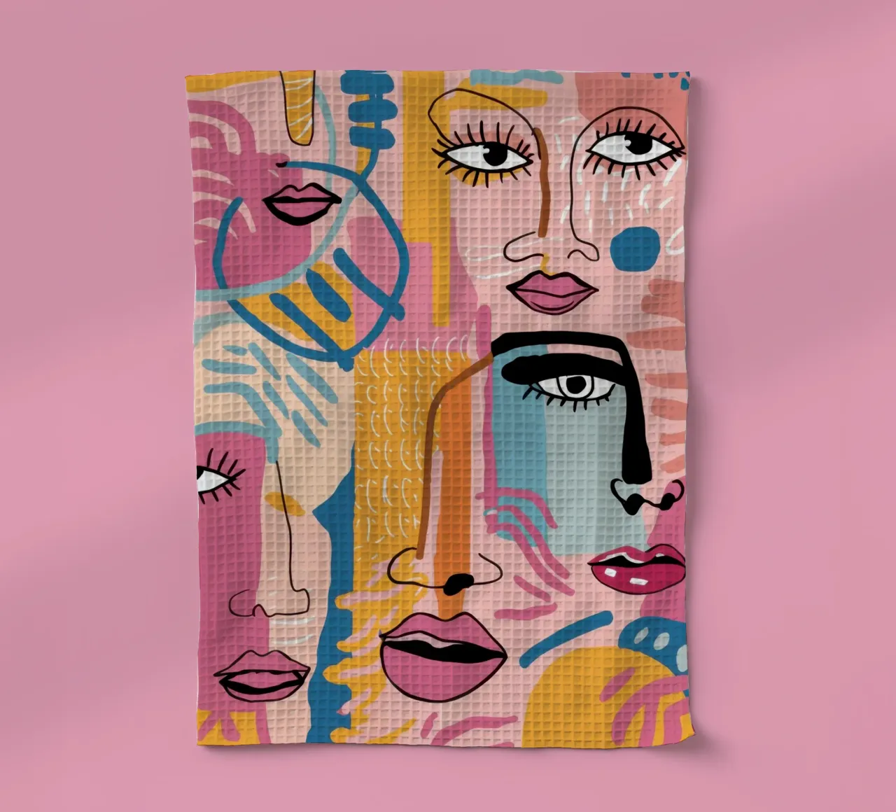 Gefragmenteerd gezicht Symfonie theedoek van Bring Haven