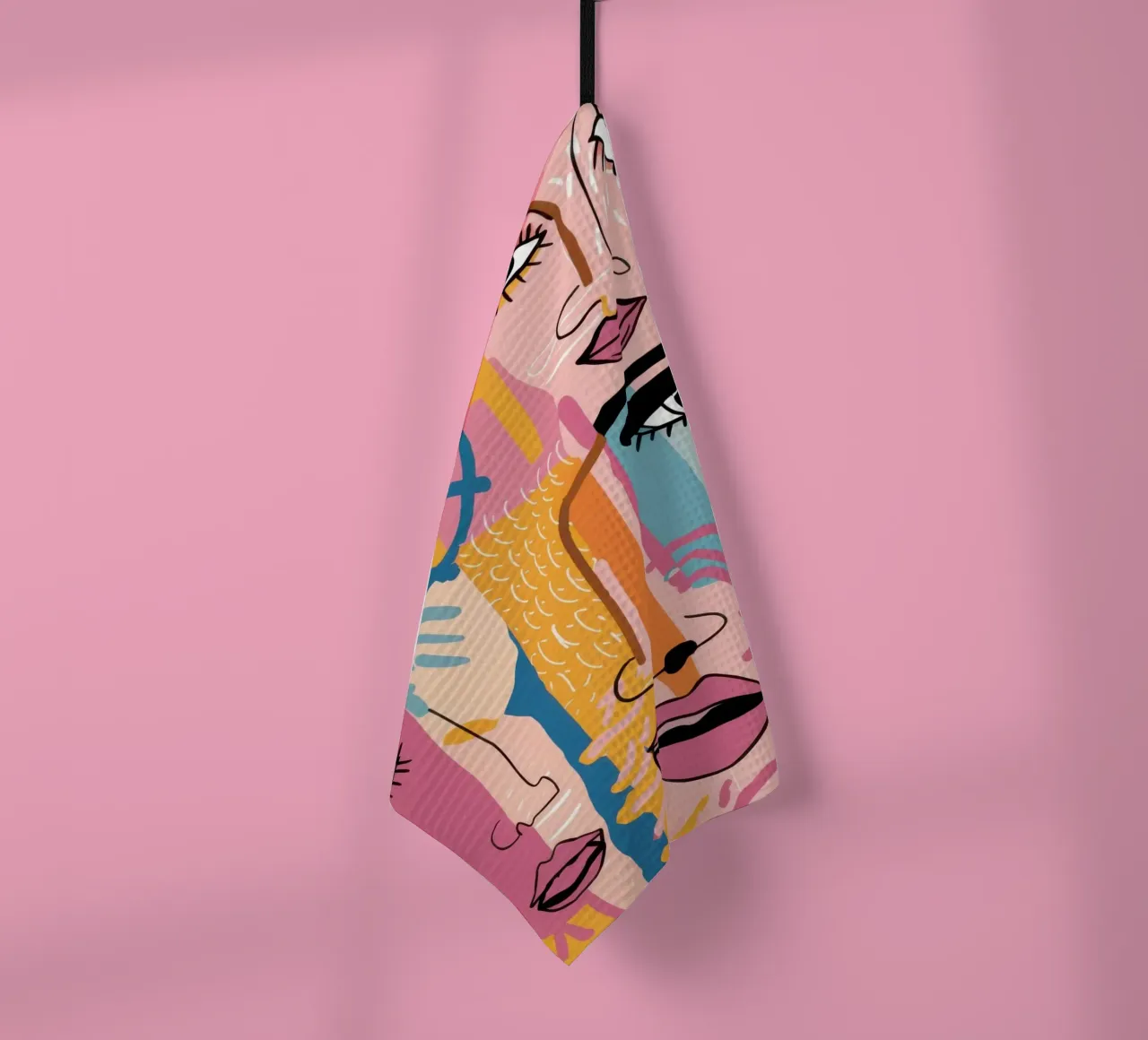 Gefragmenteerd gezicht Symfonie theedoek van Bring Haven