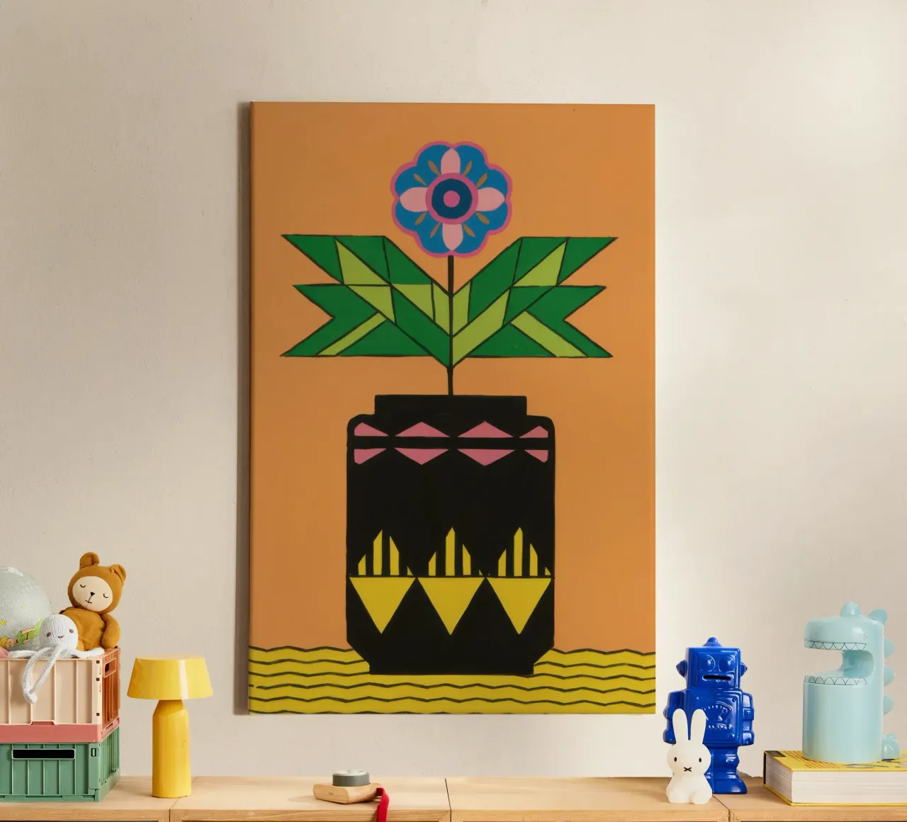Solitary Azure Bloom canvas with Floater frame by Bring Haven