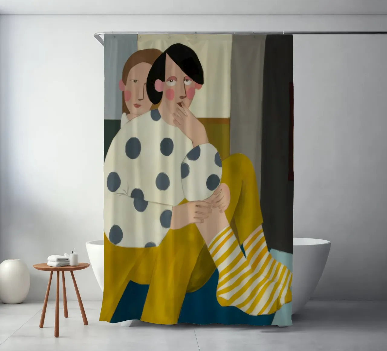 Abbraccio a pois tenda da doccia da Solar Paint