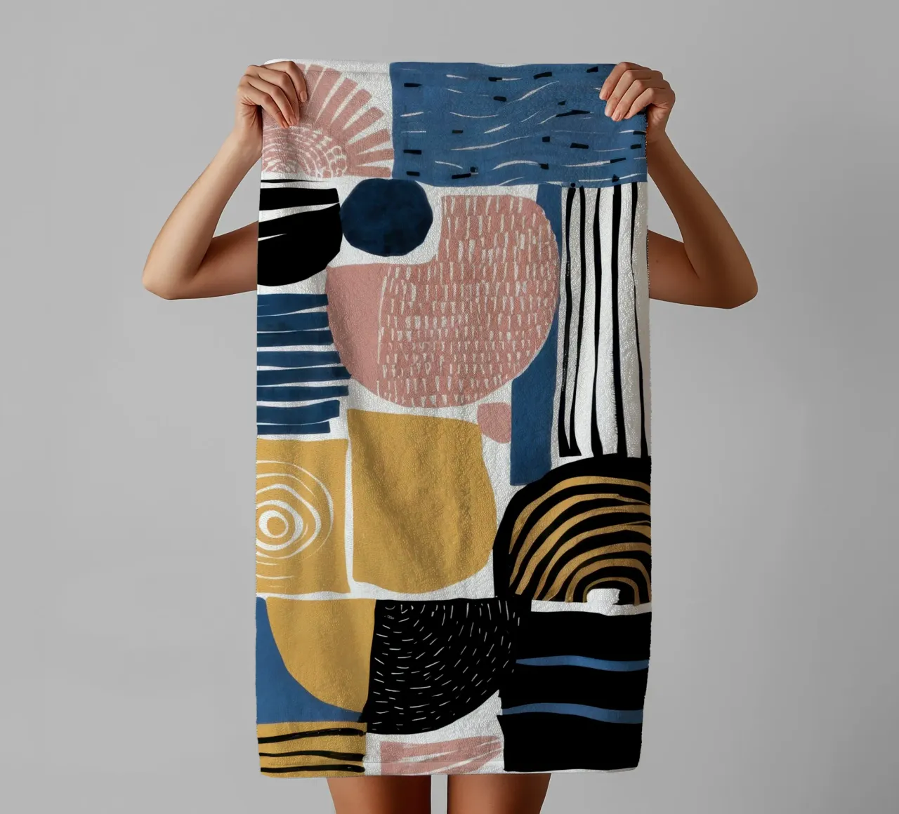 Abstract raster met structuur badhanddoek van Bring Haven