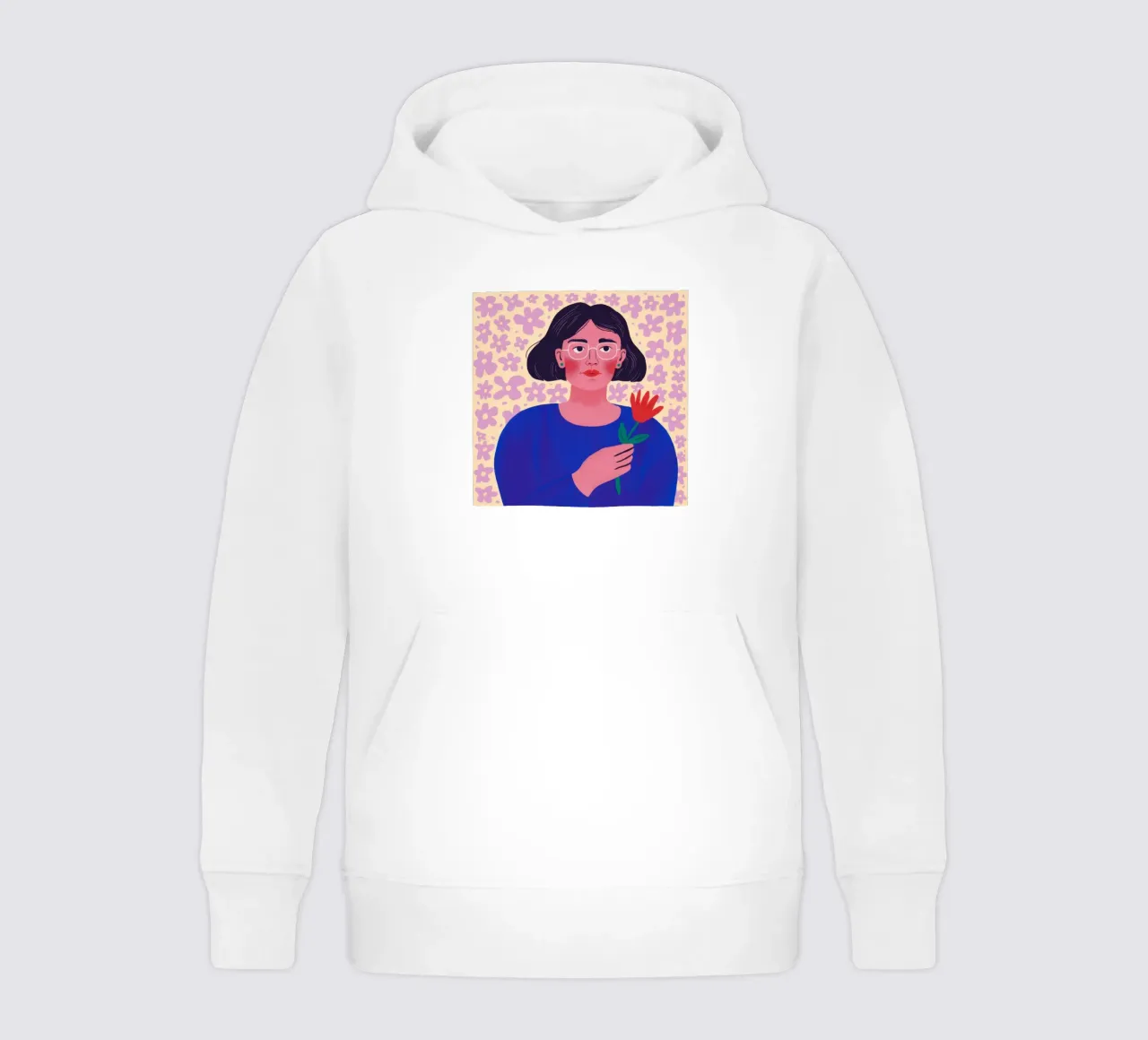 Gentle Tulip Gaze kids hoodie by Veil Maya