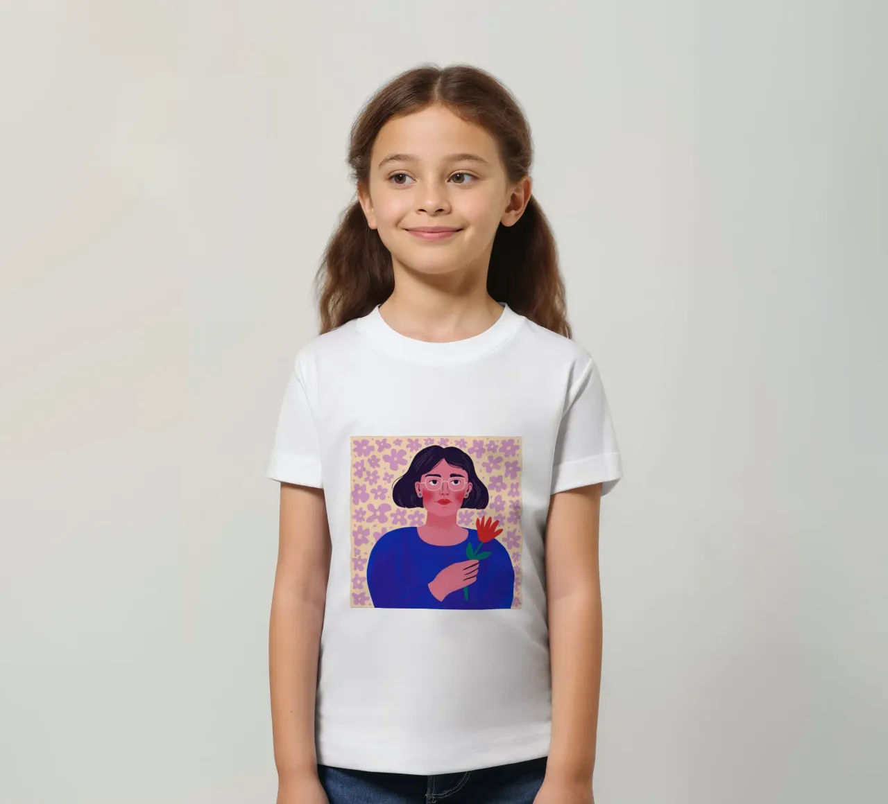 Gentle Tulip Gaze kids t-shirt by Veil Maya