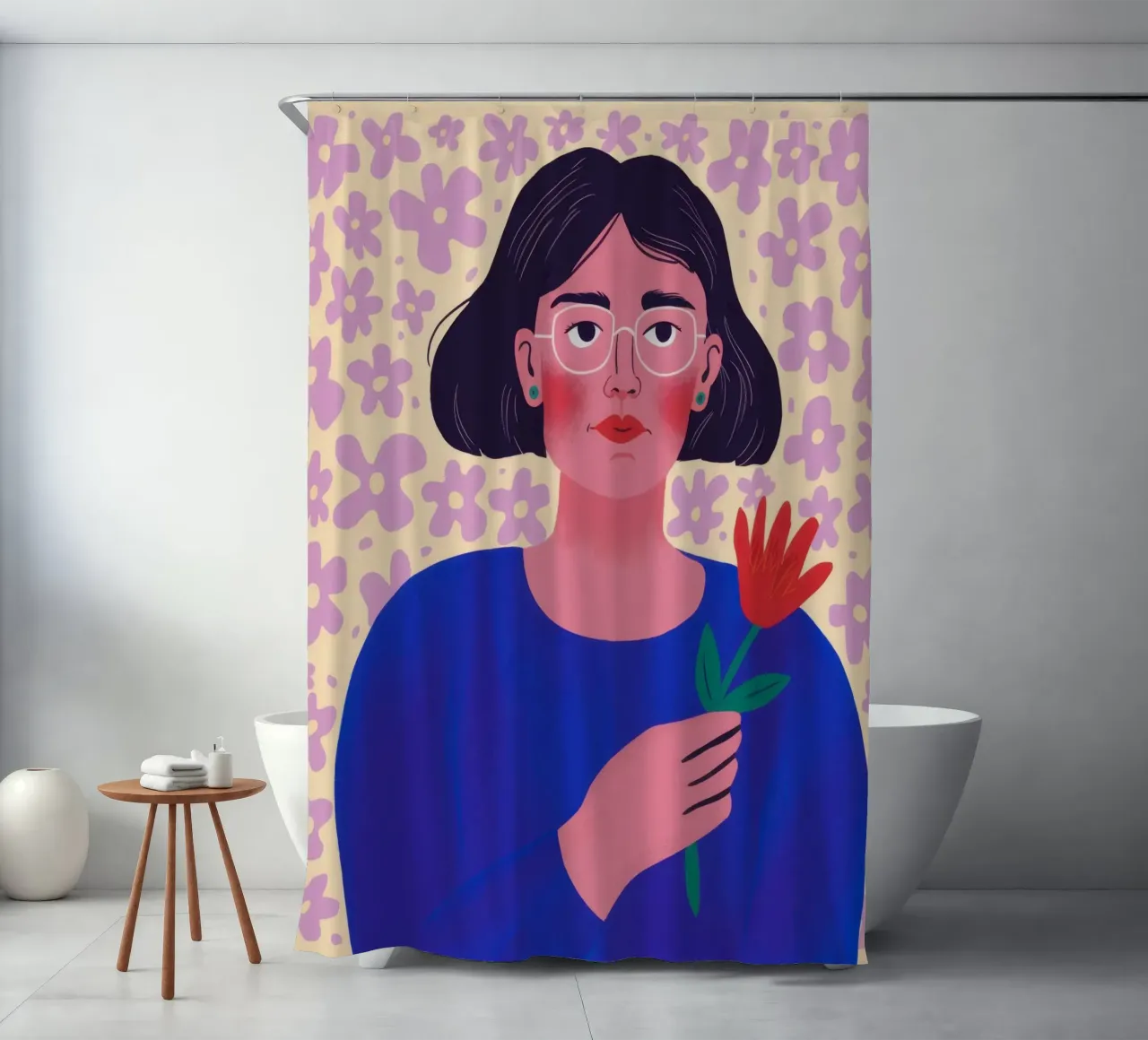 Sanfter Tulpenblick Duschvorhang von Veil Maya