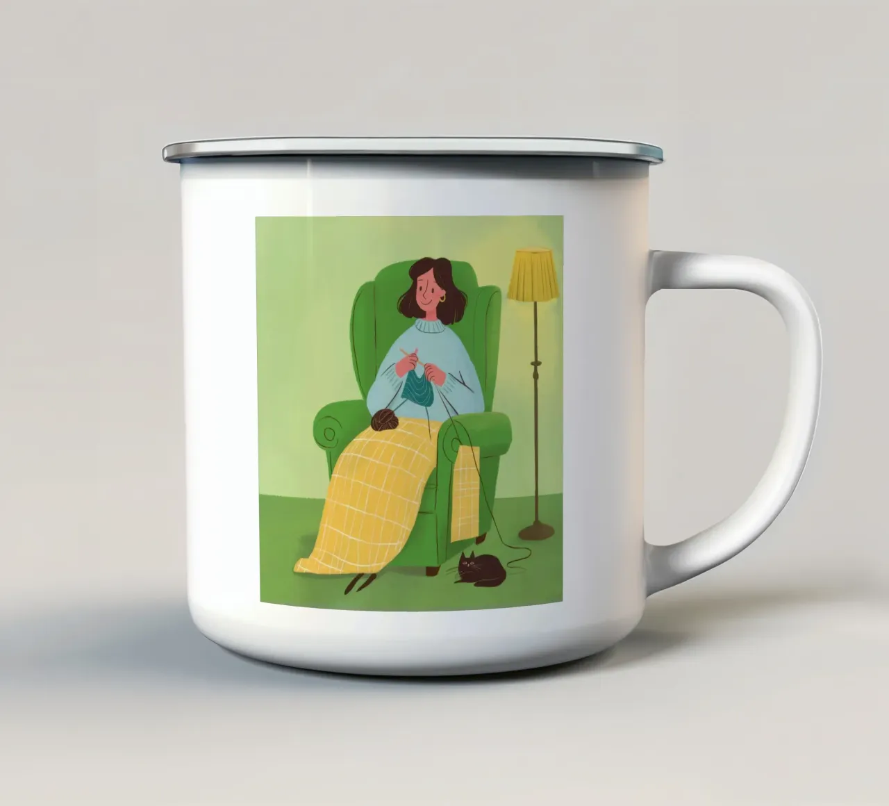Momento di benessere a maglia tazza in smalto da Bring Haven