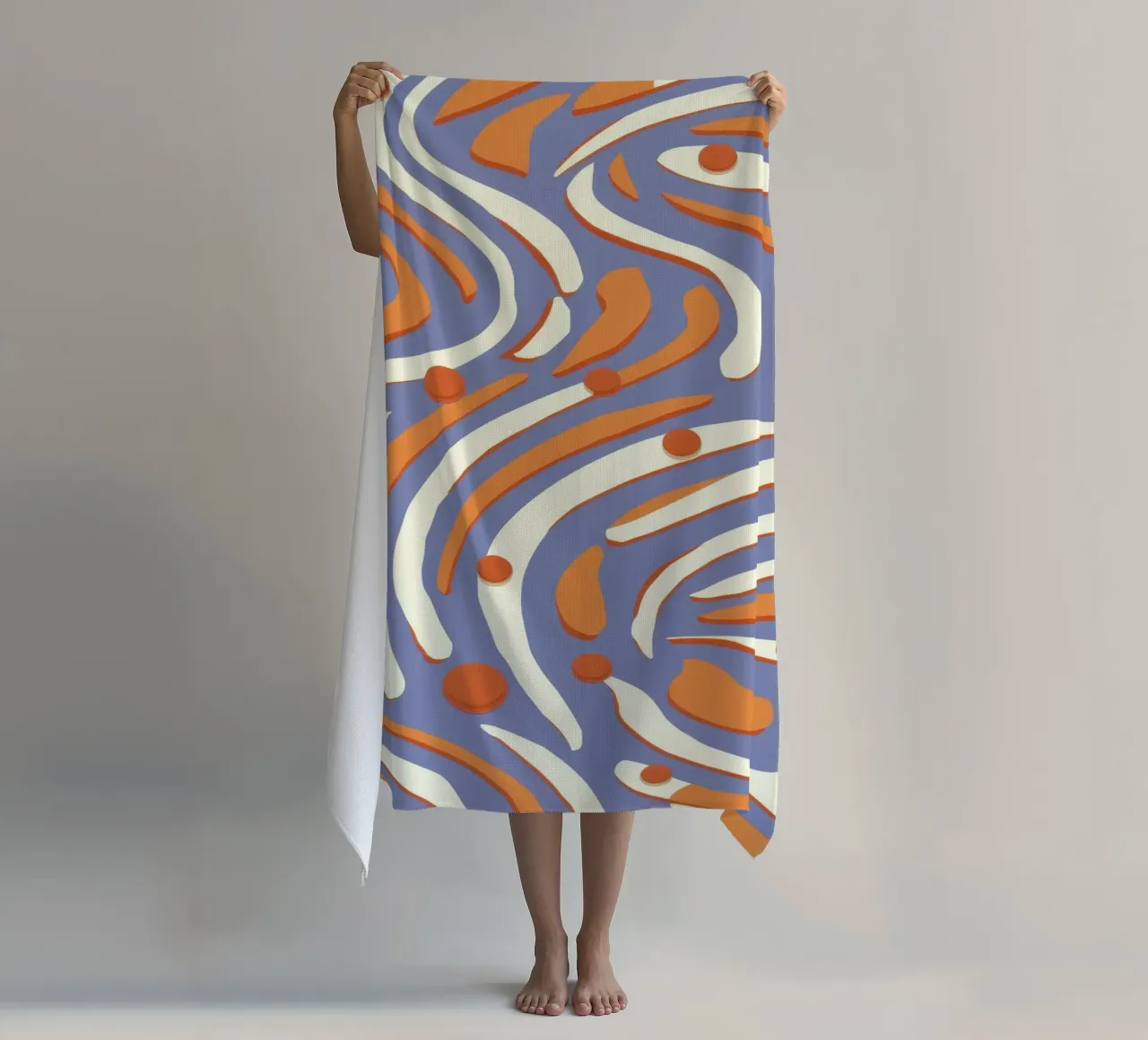 Groovy Orange Swirls beach towel by Veil Maya