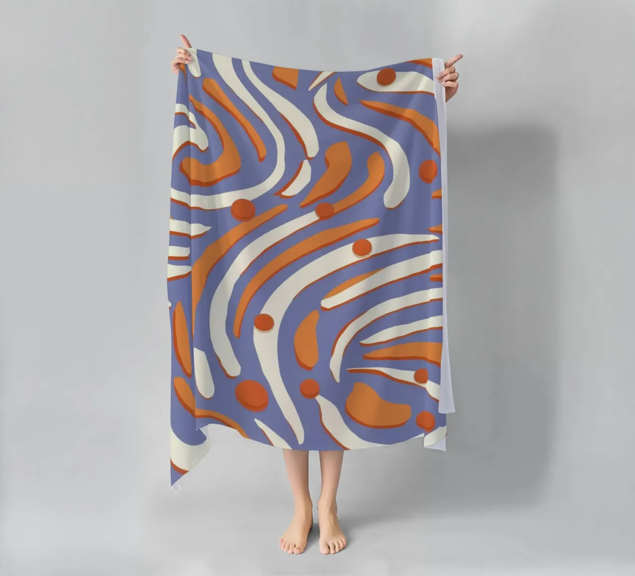 Groovy Orange Swirls beach towel by Veil Maya