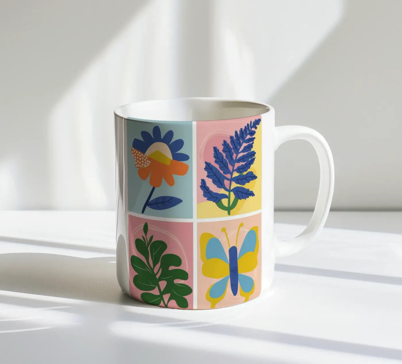 Botanical Study Grid ceramic mug by Solar Paint